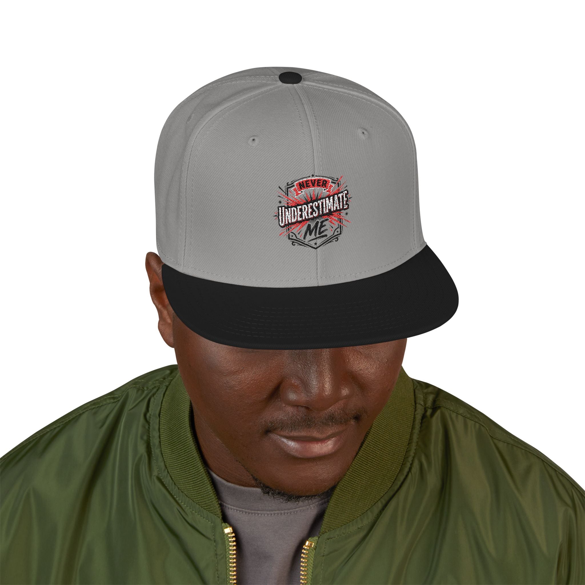 Embroidered Skull & Roses Snapback Hat