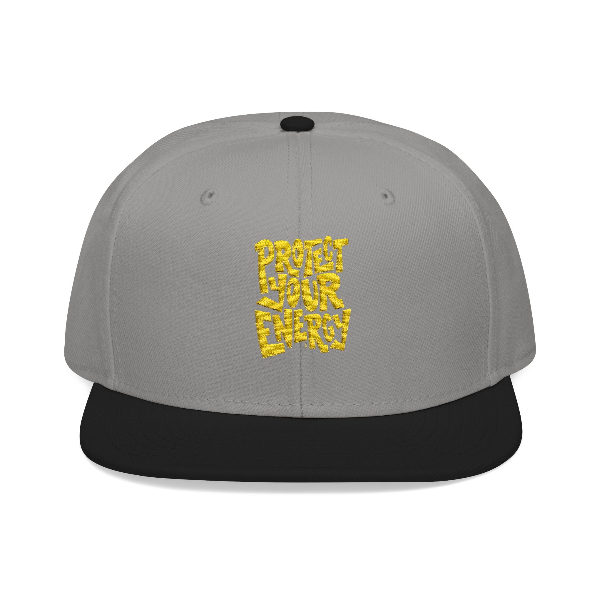 Snapback Hat — Yellow Box Script Embroidery