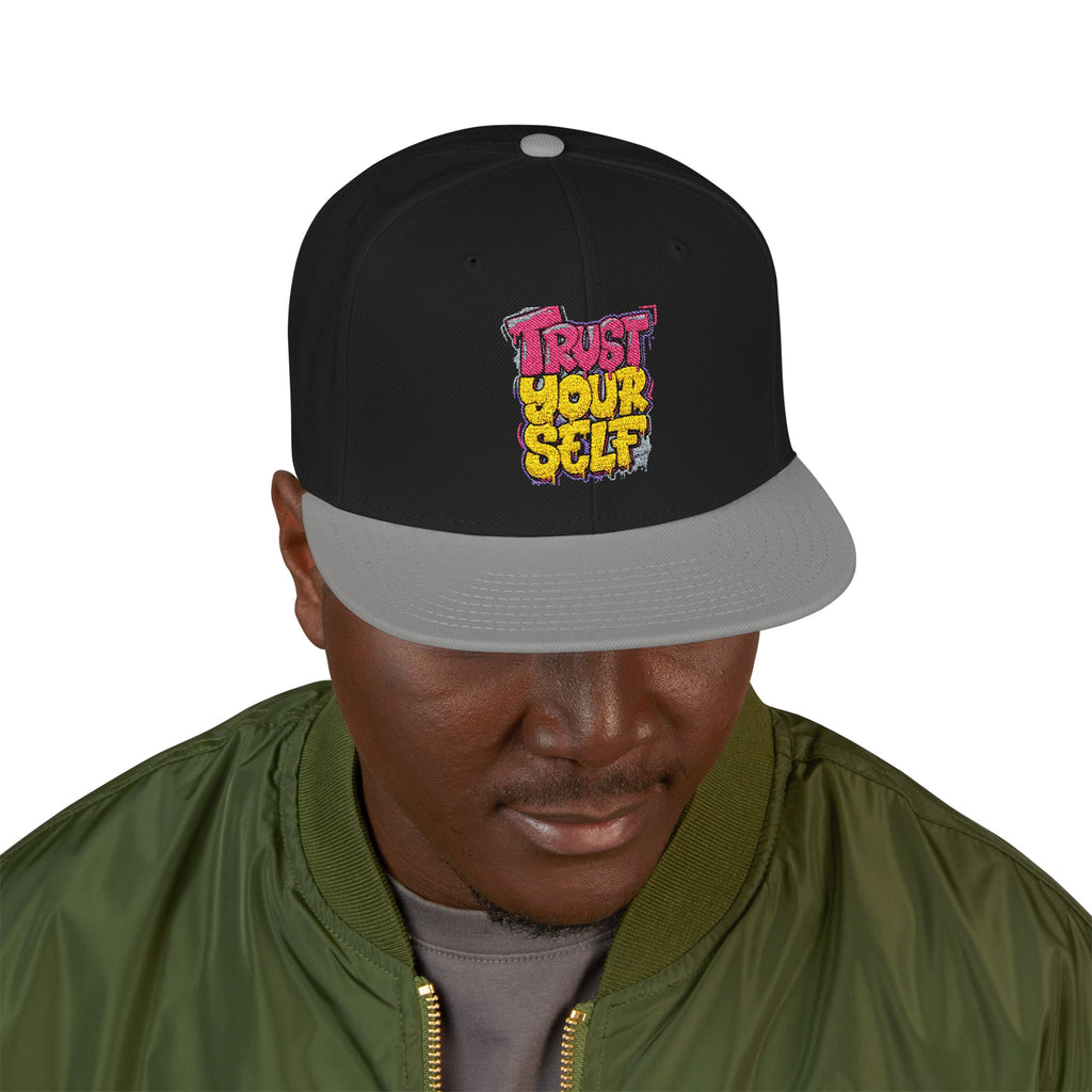 Flat Bill Cap — Embroidered "Trust Your Gut" Street Style Snapback