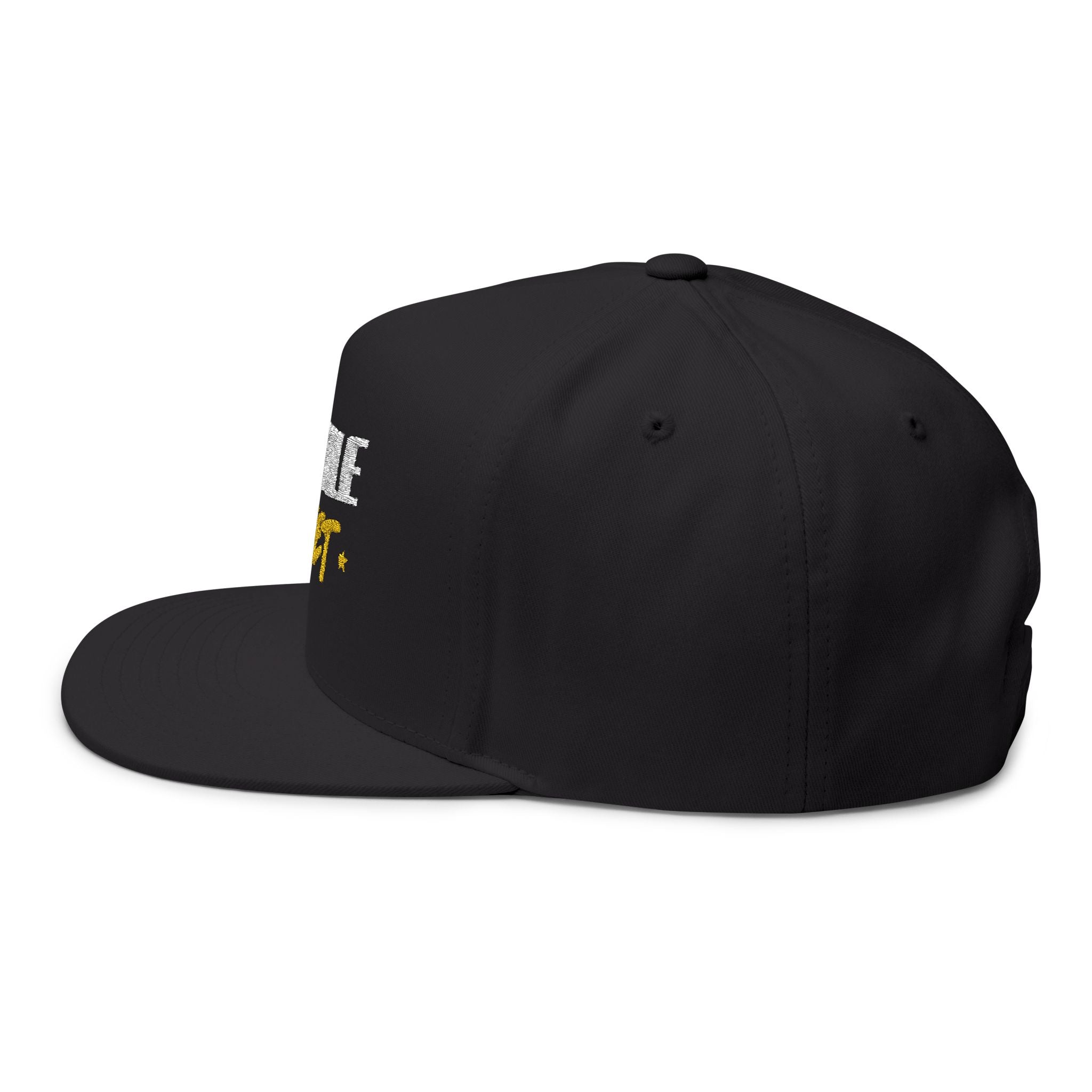 Flat Bill Cap — Embroidered "Hustle Quiet" Snapback Hat