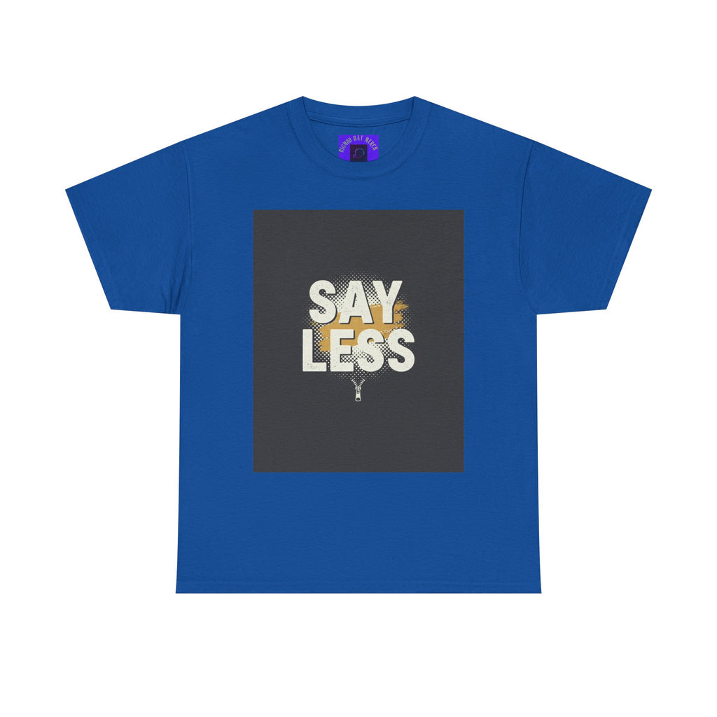 Say Less Graphic Ringer Tee — Mens Retro Minimalist Statement Shirt