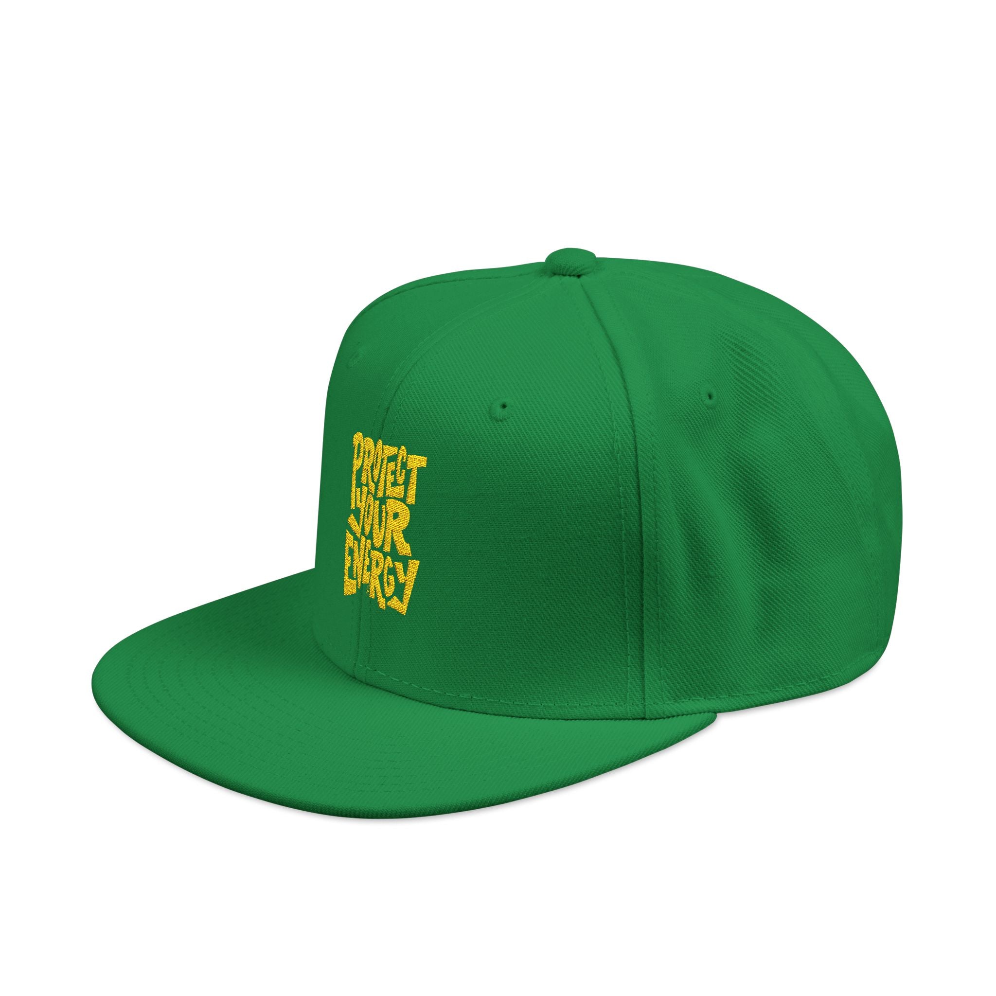 Snapback Hat — Yellow Box Script Embroidery