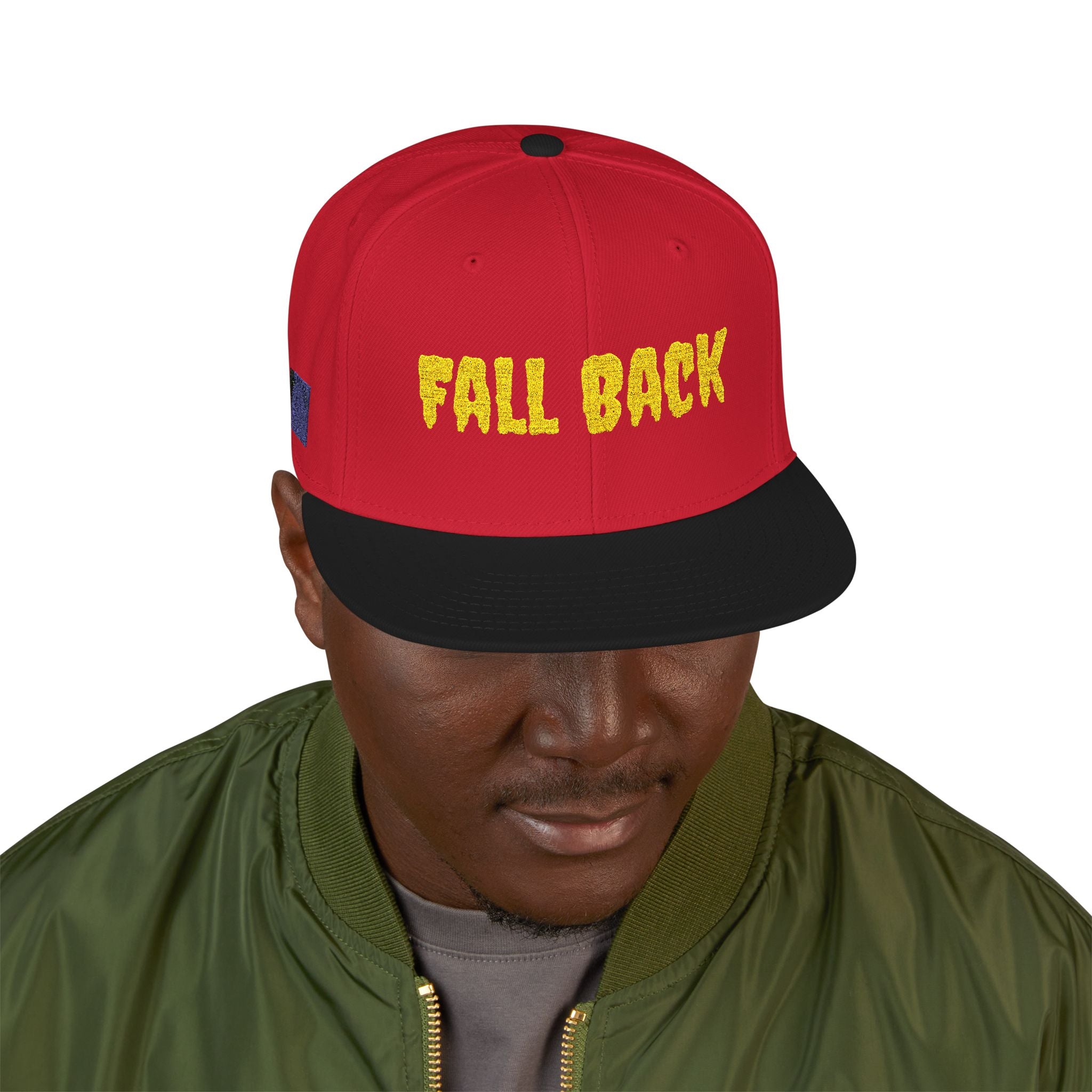 Snapback Hat – Embroidered 'Chill Back' Yellow Floral Lettering
