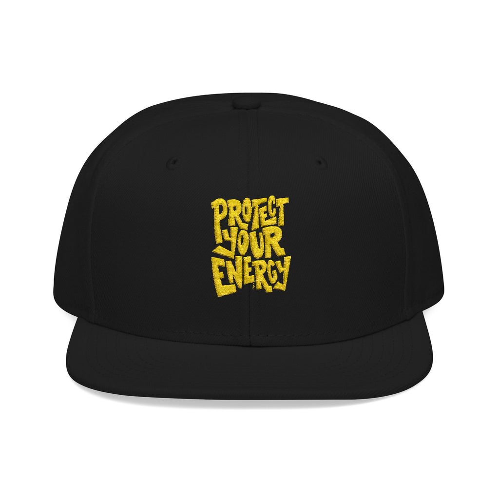 Snapback Hat — Yellow Box Script Embroidery