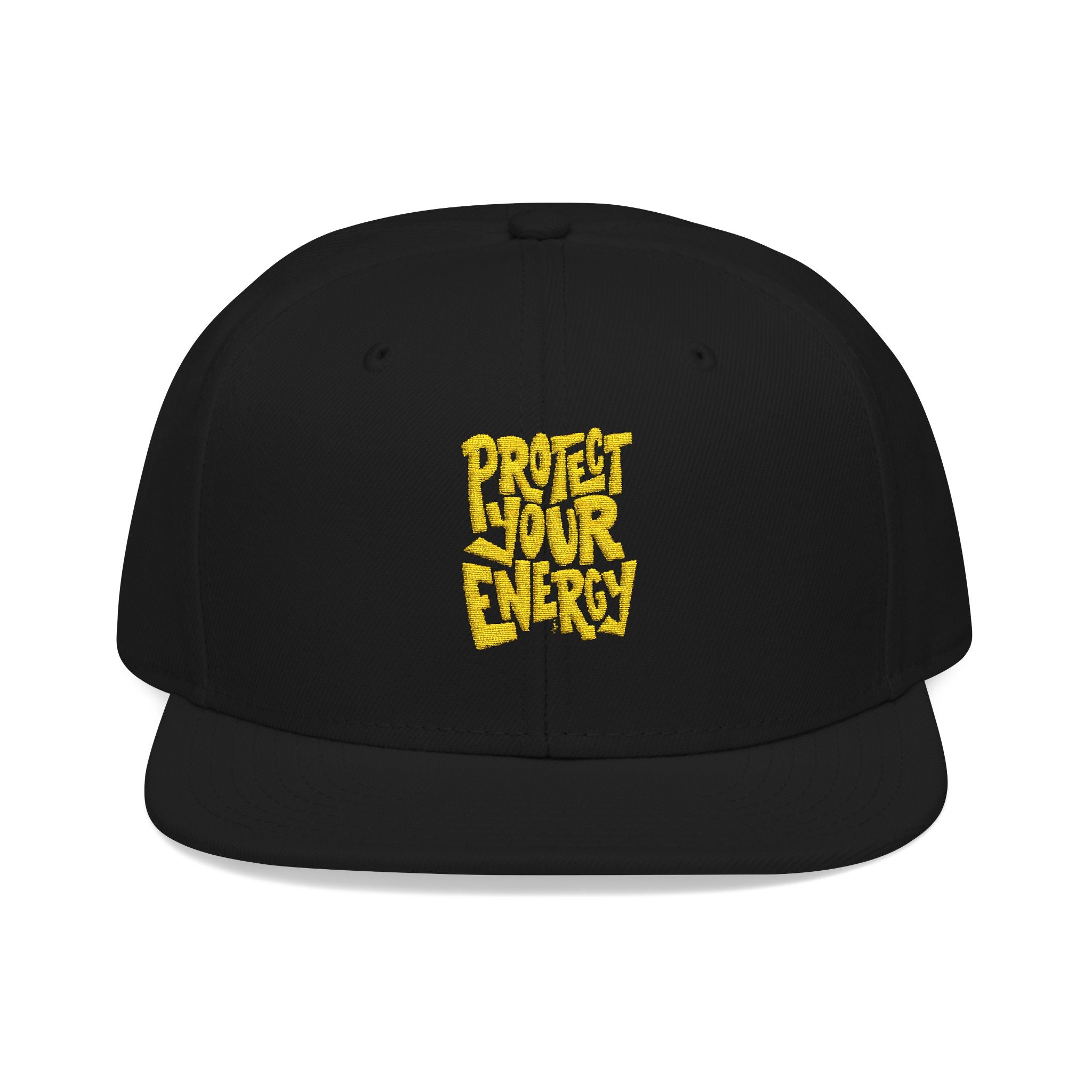 Snapback Hat — Yellow Box Script Embroidery