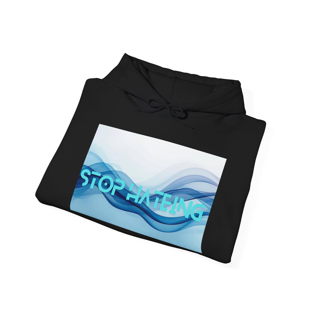 Unisex Hooded Sweatshirt with 'Stop Hating' Design, Cozy Hoodie for Activism, Casual Wear, Gift for Friends, Everyday Comfort