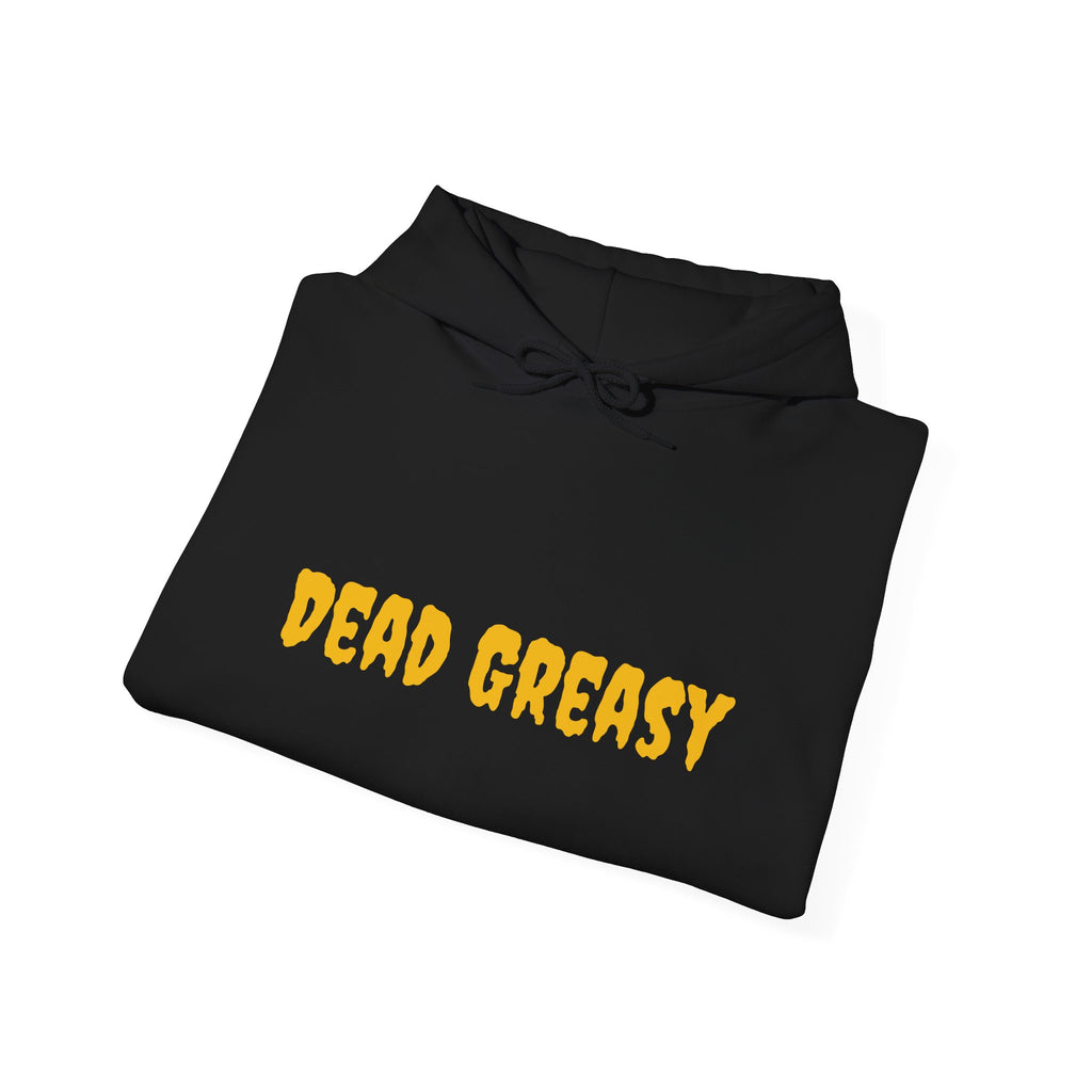 Dead Greasy Unisex Heavy Blend™ Hooded Sweatshirt, Casual Streetwear Hoodie, Trendy Gifts for Friends, Cozy Fall Attire, Graphic Sweatshirt