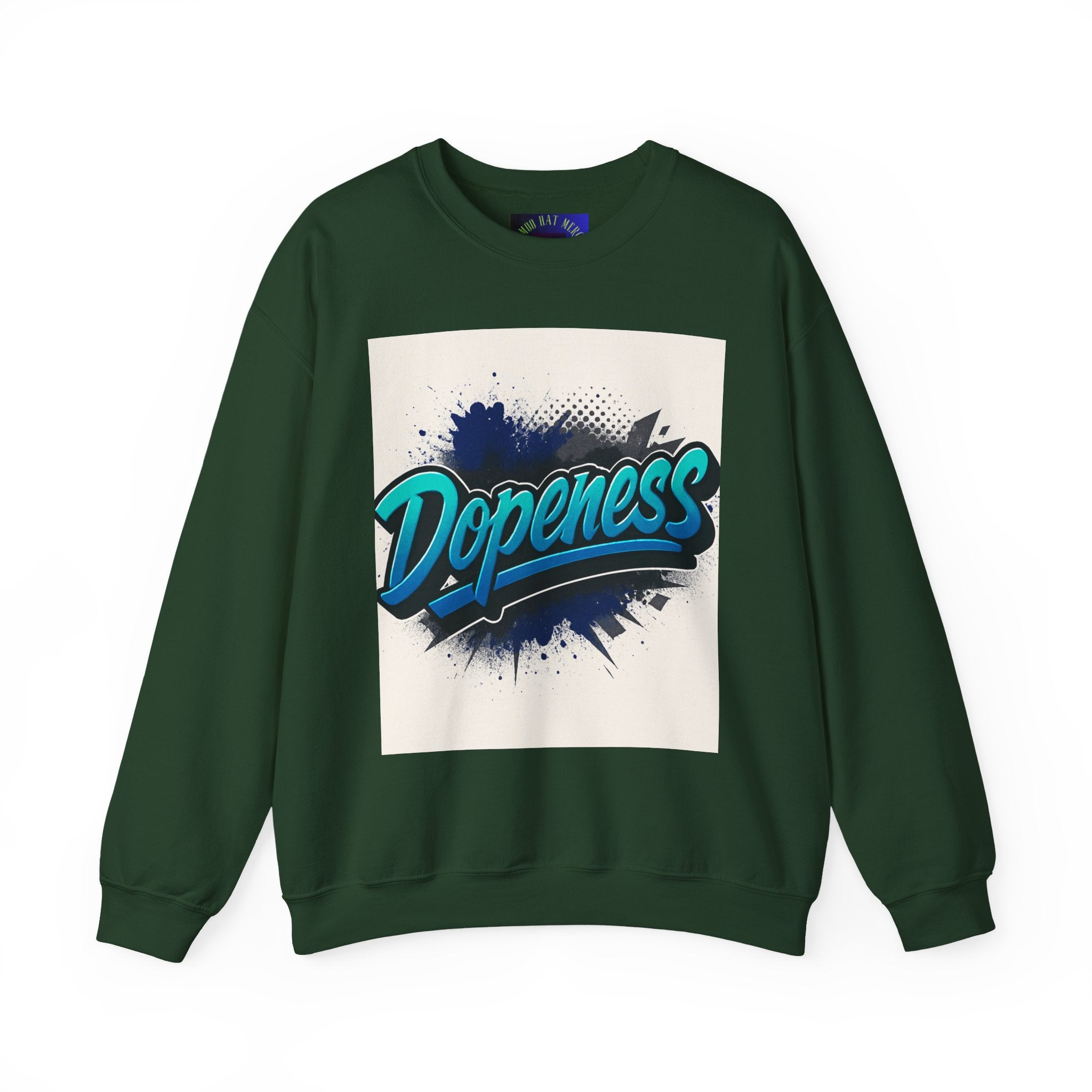 Dopeness Graphic Crewneck Sweatshirt — Retro Blue Streetwear Pullover