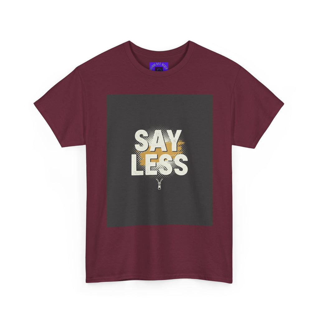 Say Less Graphic Ringer Tee — Mens Retro Minimalist Statement Shirt