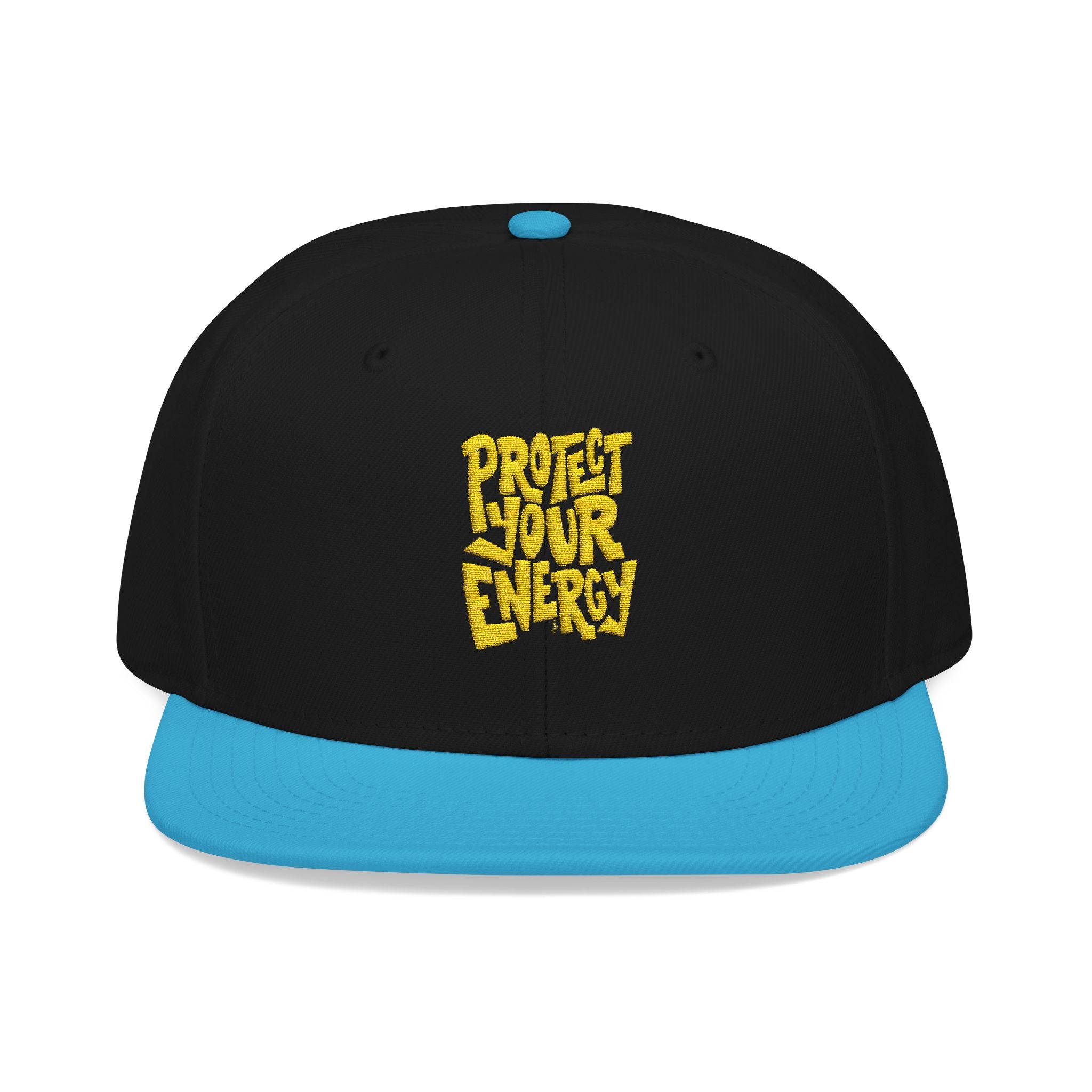 Snapback Hat — Yellow Box Script Embroidery