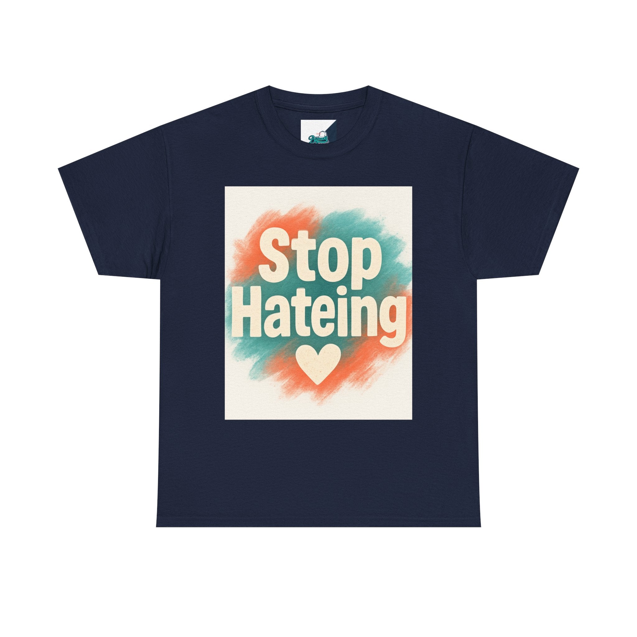Unisex Heavy Cotton Tee: "Stop Hateing" Graphic Tee, Casual Wear, Gift for Activists, T-Shirt for Social Causes, Everyday Comfort