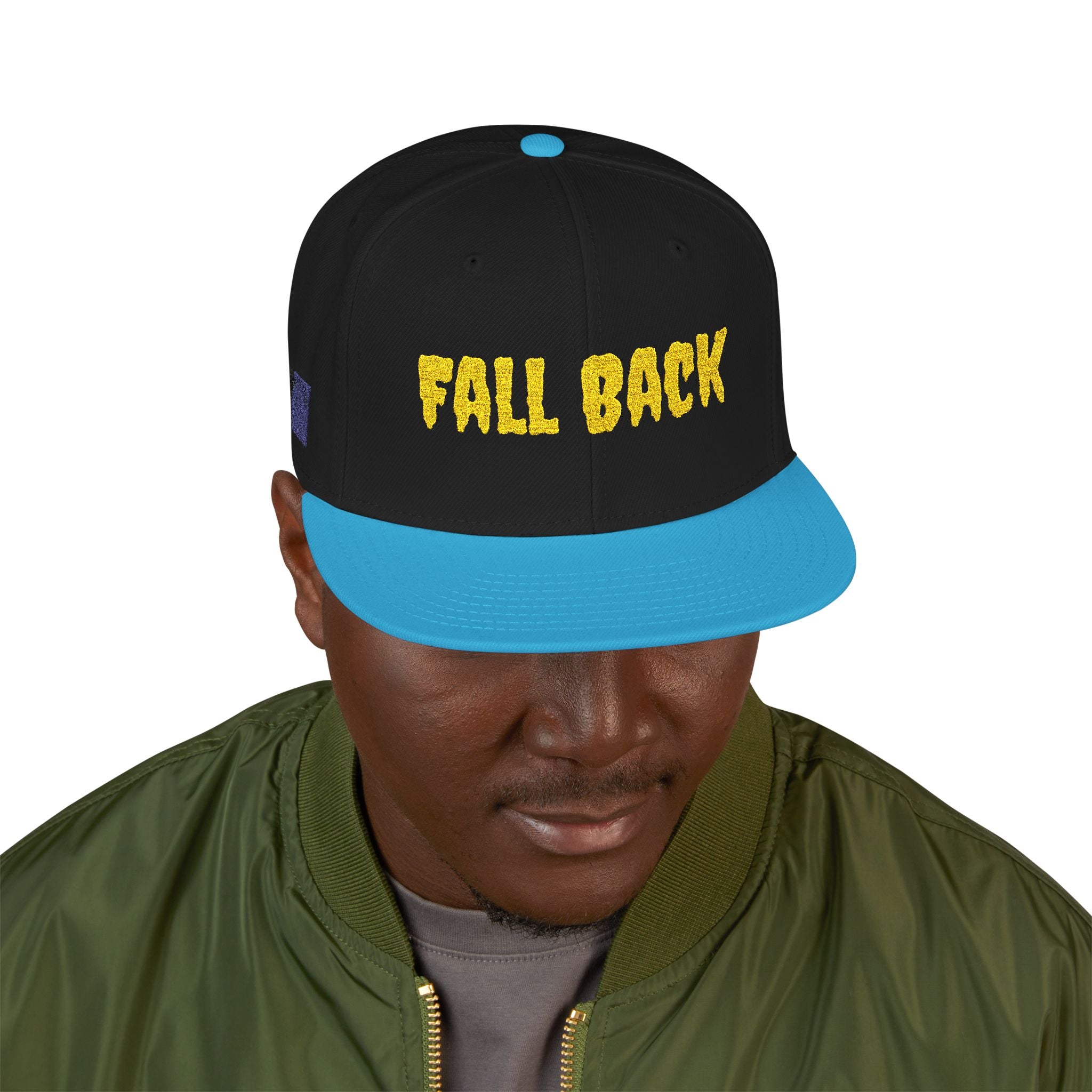 Snapback Hat – Embroidered 'Chill Back' Yellow Floral Lettering