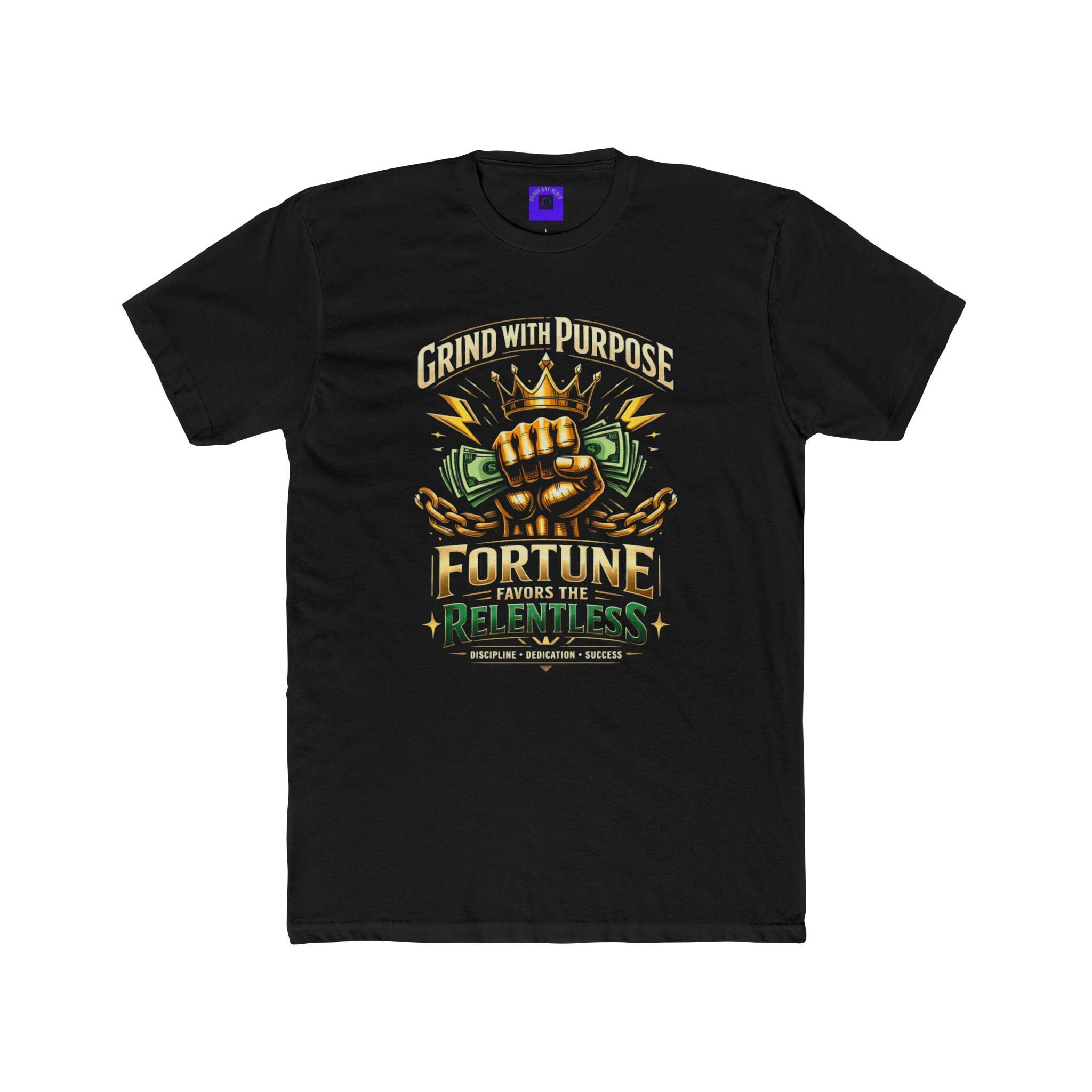 Relentless Fortune Crew Tee — Crowned Fist Money Graphic T-Shirt