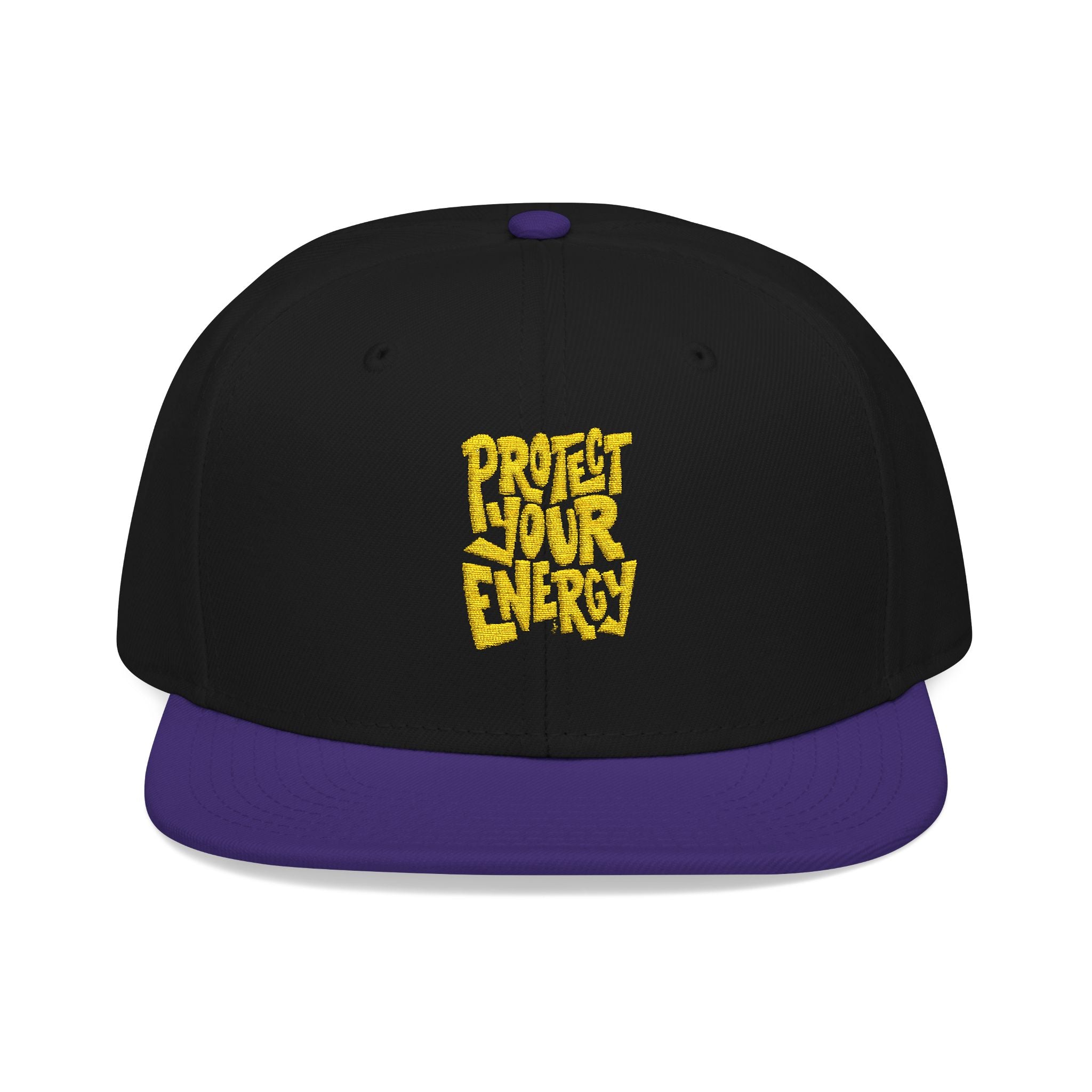 Snapback Hat — Yellow Box Script Embroidery