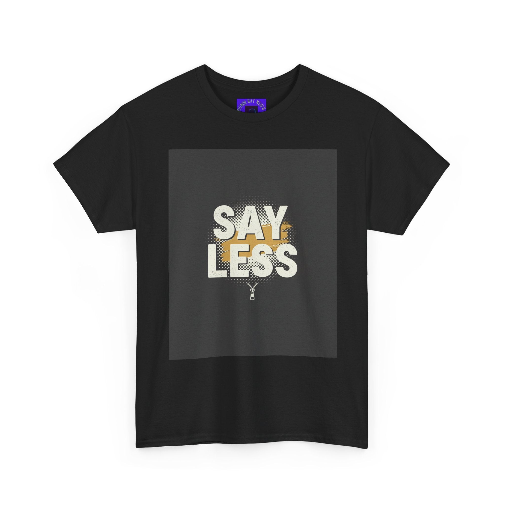 Say Less Graphic Ringer Tee — Mens Retro Minimalist Statement Shirt