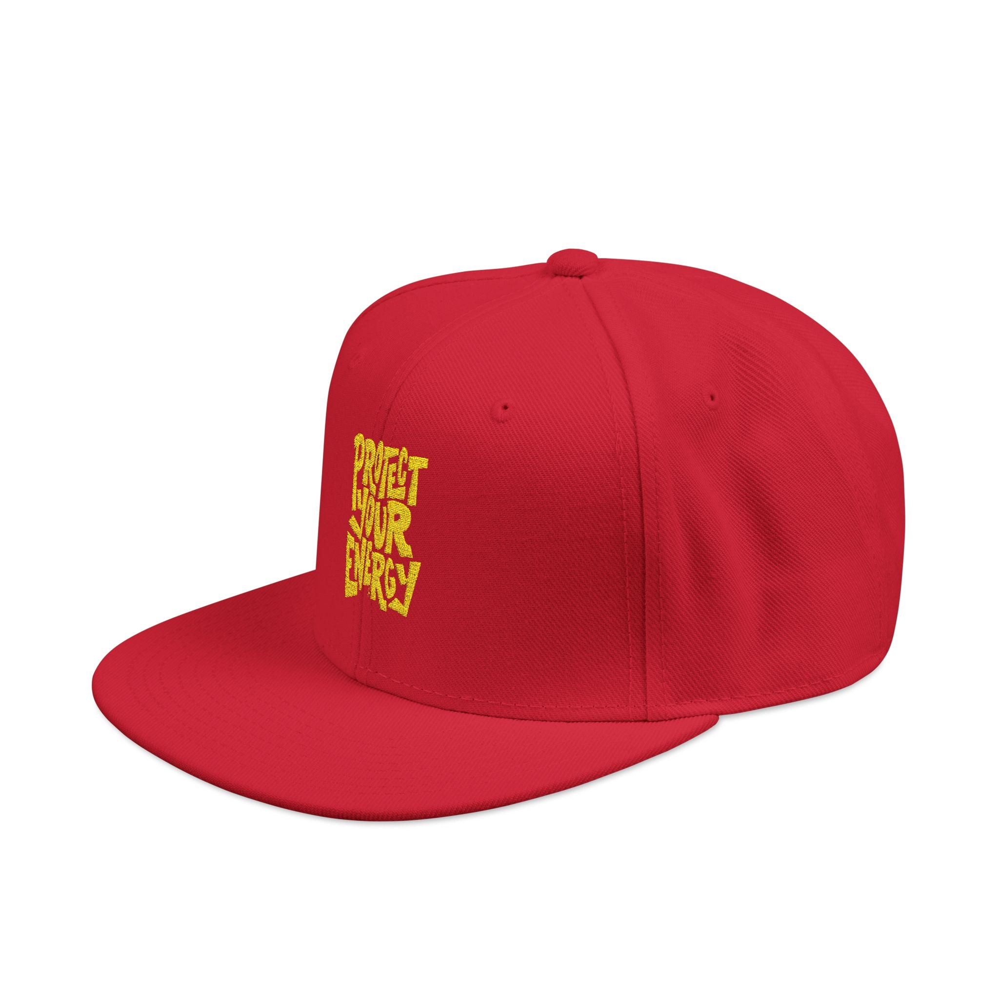 Snapback Hat — Yellow Box Script Embroidery