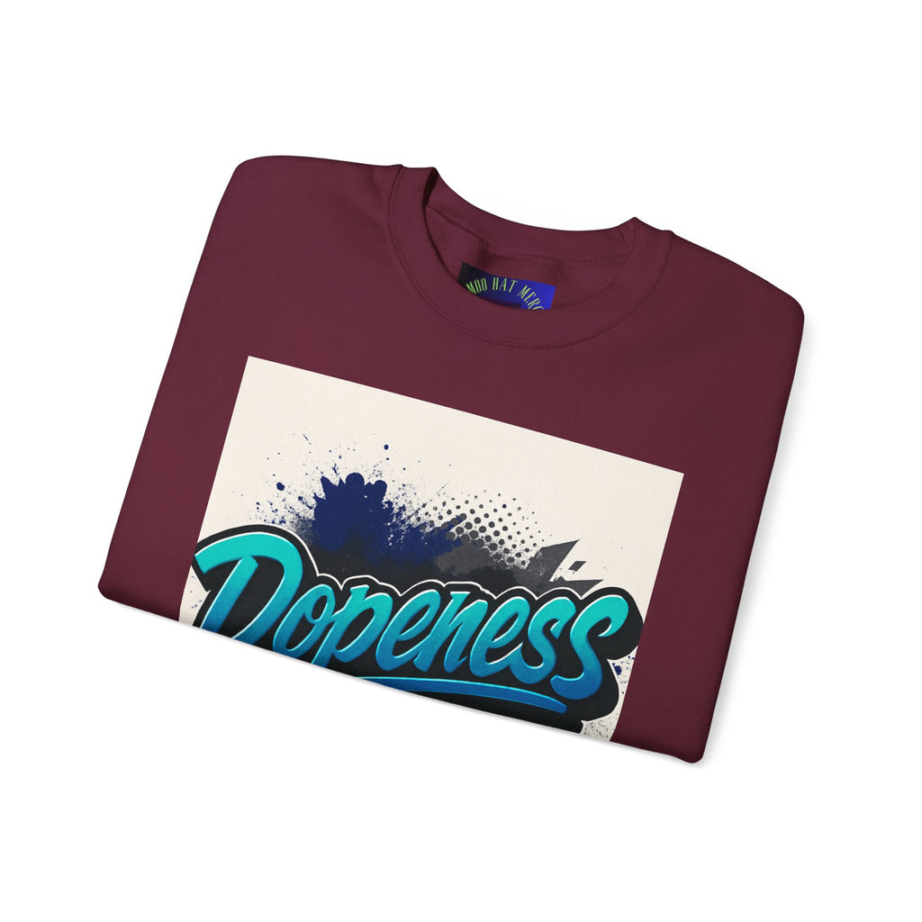 Dopeness Graphic Crewneck Sweatshirt — Retro Blue Streetwear Pullover