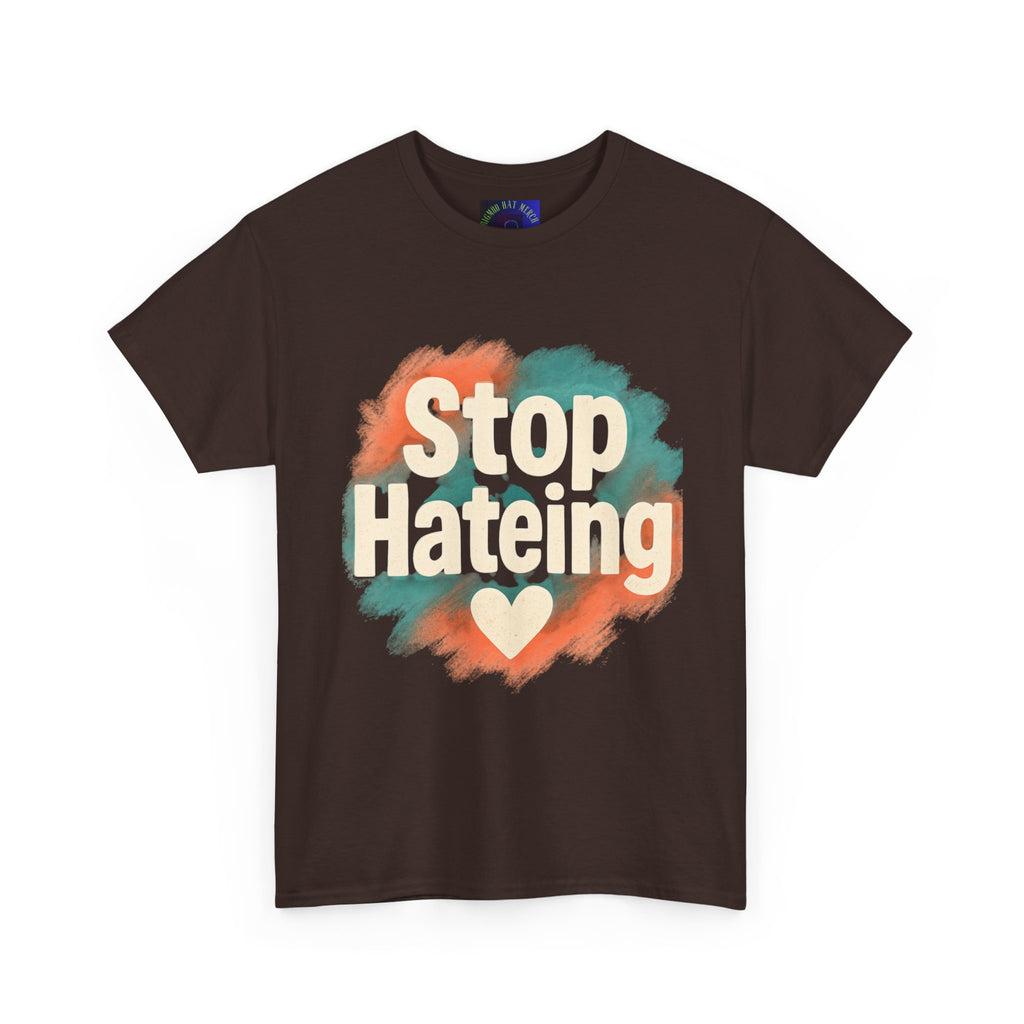 Unisex Heavy Cotton Tee: "Stop Hateing" Graphic Tee, Casual Wear, Gift for Activists, T-Shirt for Social Causes, Everyday Comfort