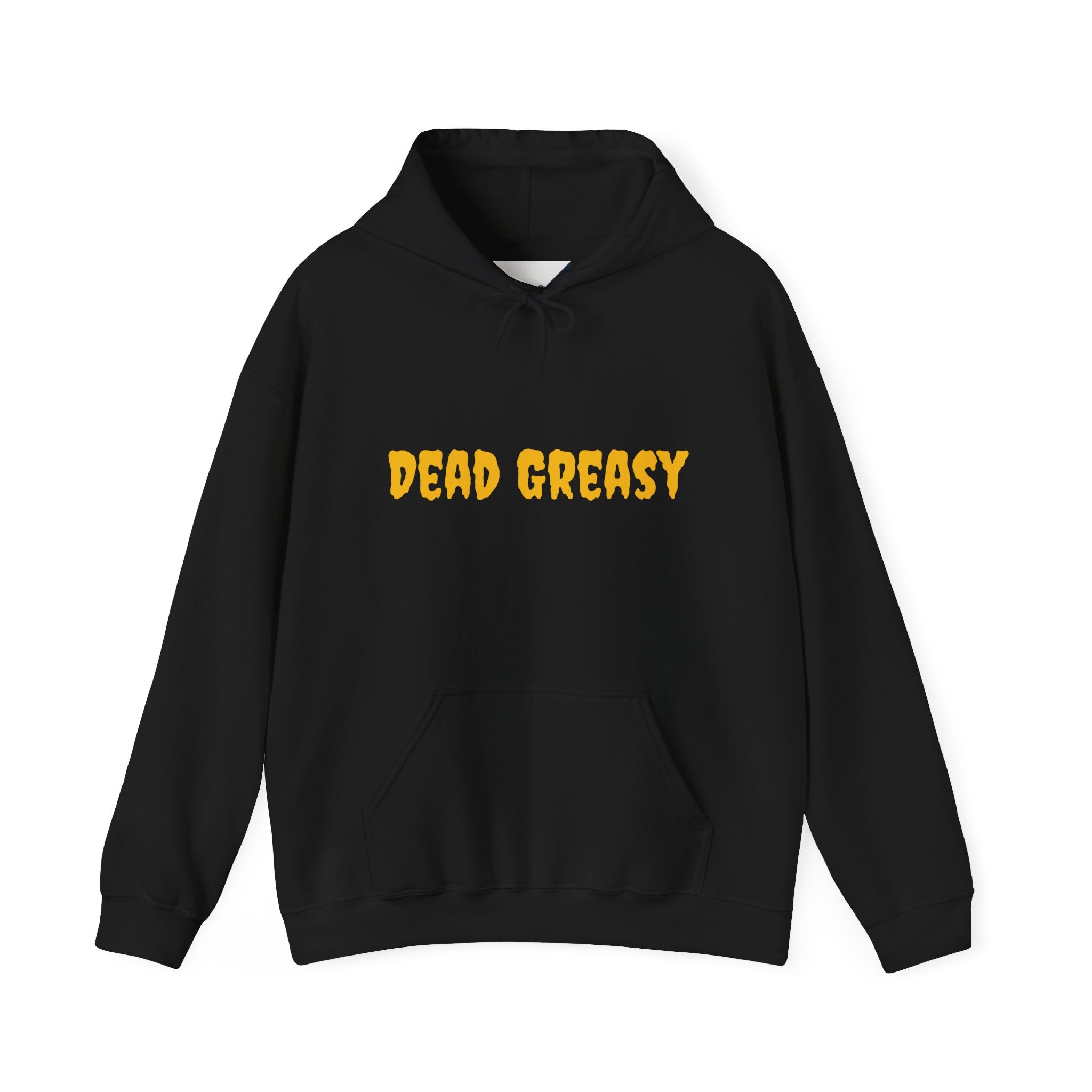 Dead Greasy Unisex Heavy Blend™ Hooded Sweatshirt, Casual Streetwear Hoodie, Trendy Gifts for Friends, Cozy Fall Attire, Graphic Sweatshirt