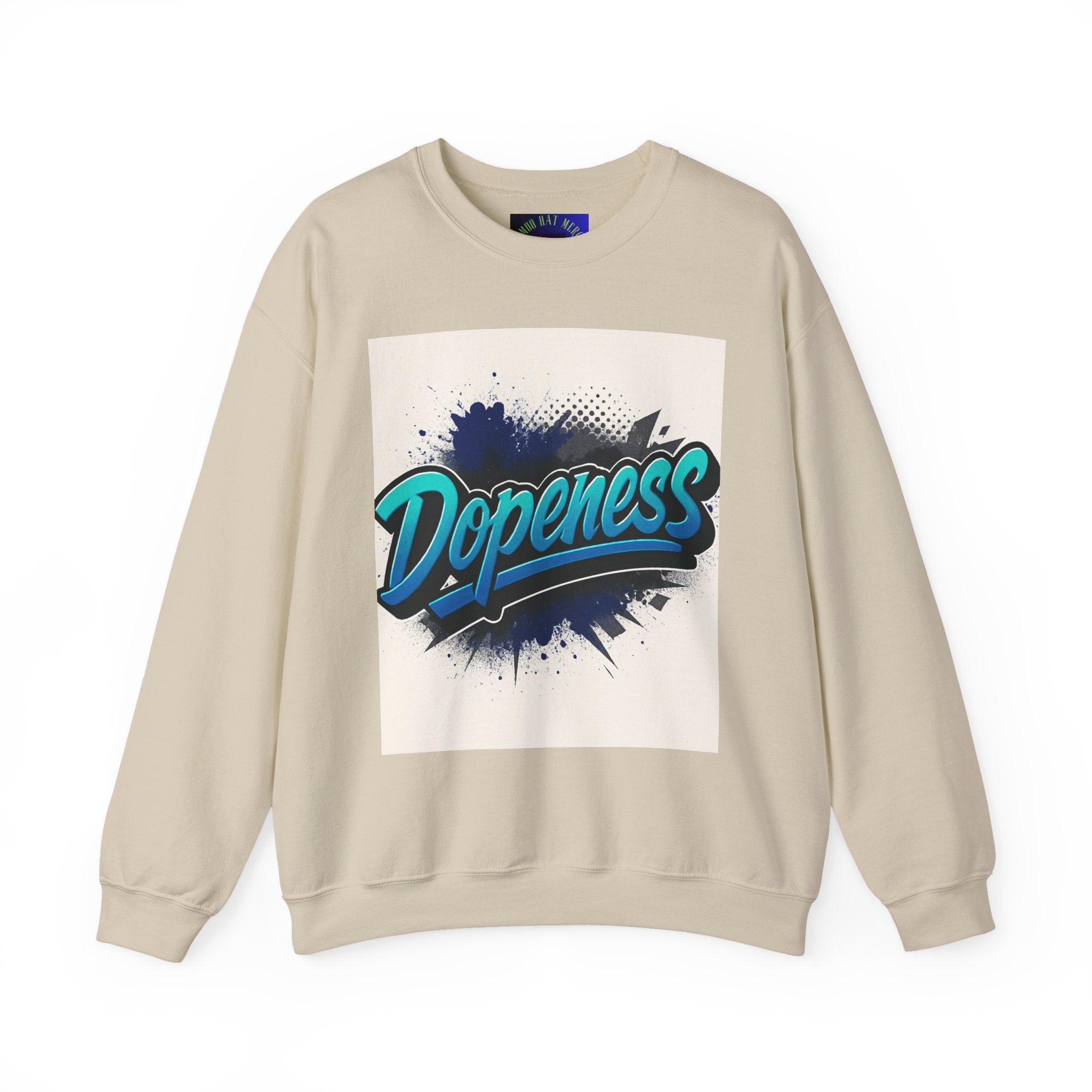 Dopeness Graphic Crewneck Sweatshirt — Retro Blue Streetwear Pullover
