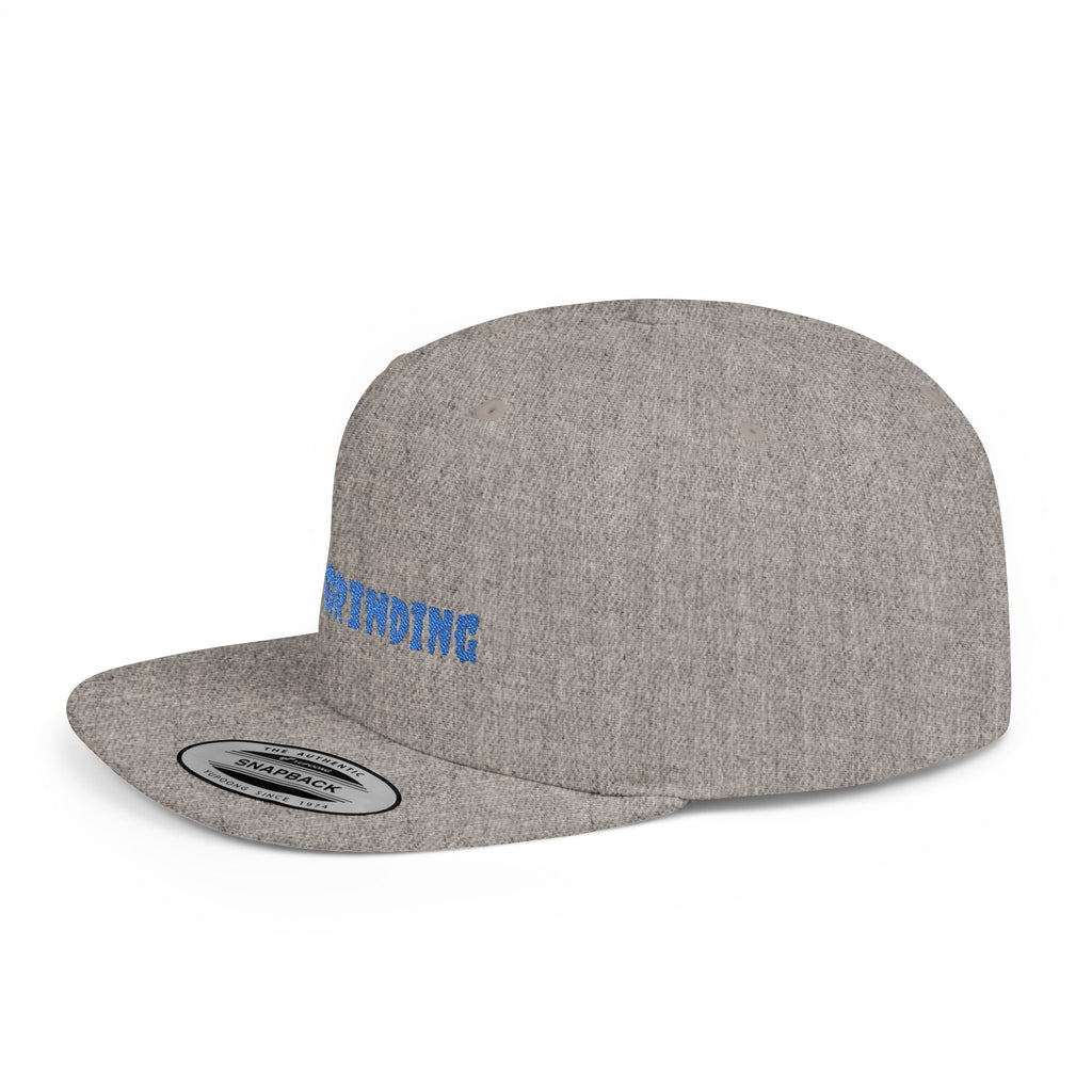 Flat Bill Snapback Cap — Blue Glitch Text Streetwear Hat