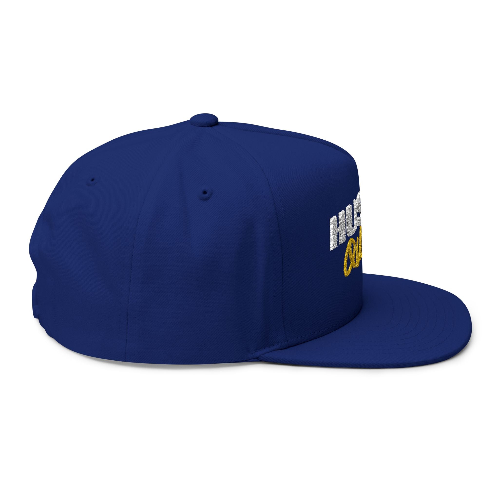Flat Bill Cap — Embroidered "Hustle Quiet" Snapback Hat