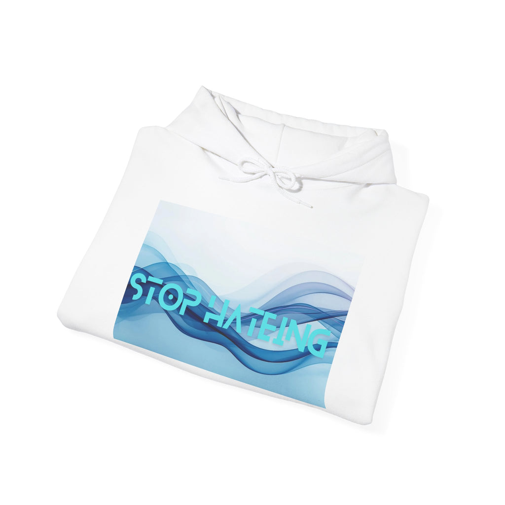 Unisex Hooded Sweatshirt with 'Stop Hating' Design, Cozy Hoodie for Activism, Casual Wear, Gift for Friends, Everyday Comfort