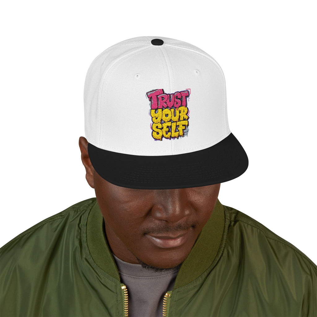 Flat Bill Cap — Embroidered "Trust Your Gut" Street Style Snapback