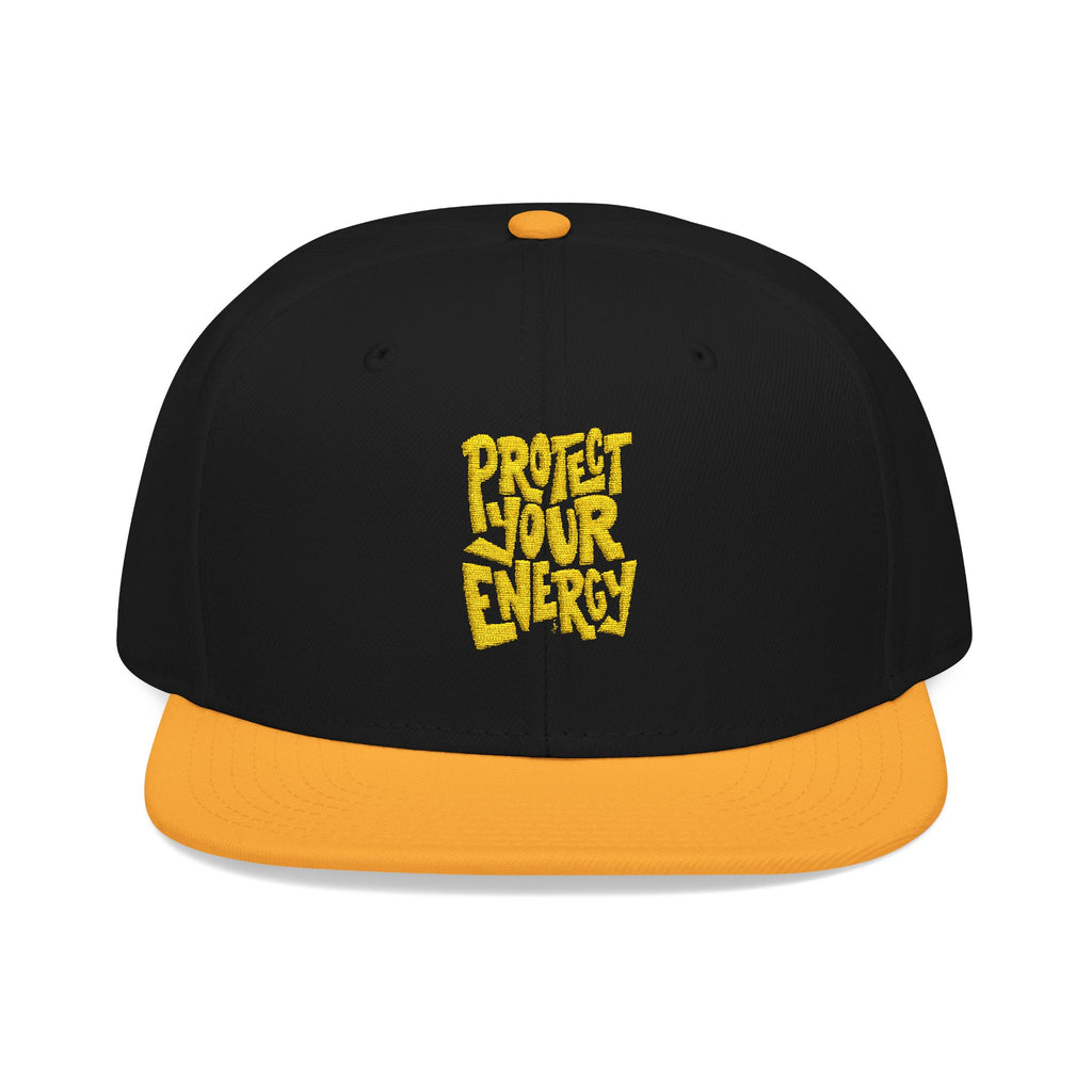 Snapback Hat — Yellow Box Script Embroidery