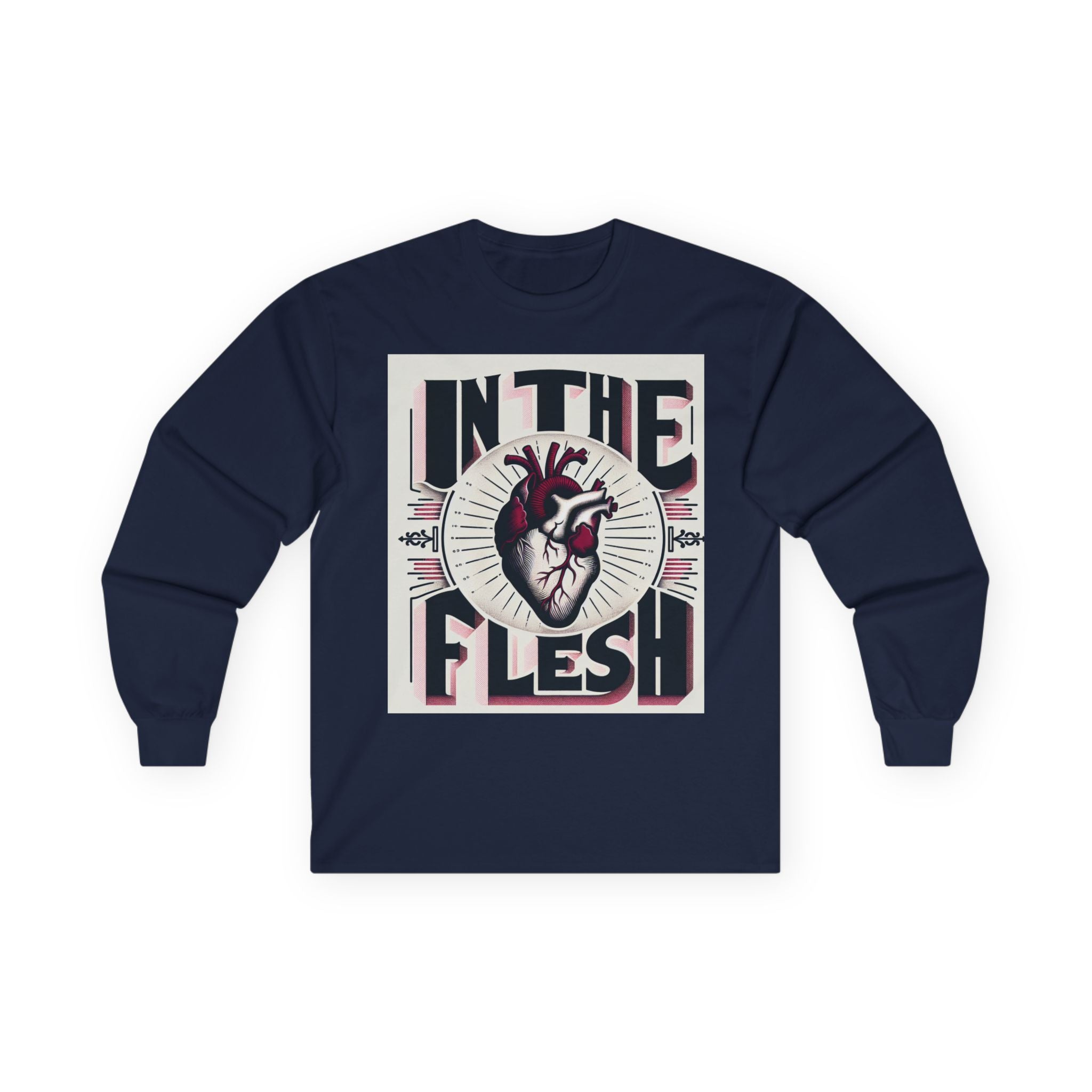 Unisex Graphic Long Sleeve Tee - 'In the Flesh' Shirt, Casual Wear, Trendy Gift, Heart Design, Music Vibe Apparel