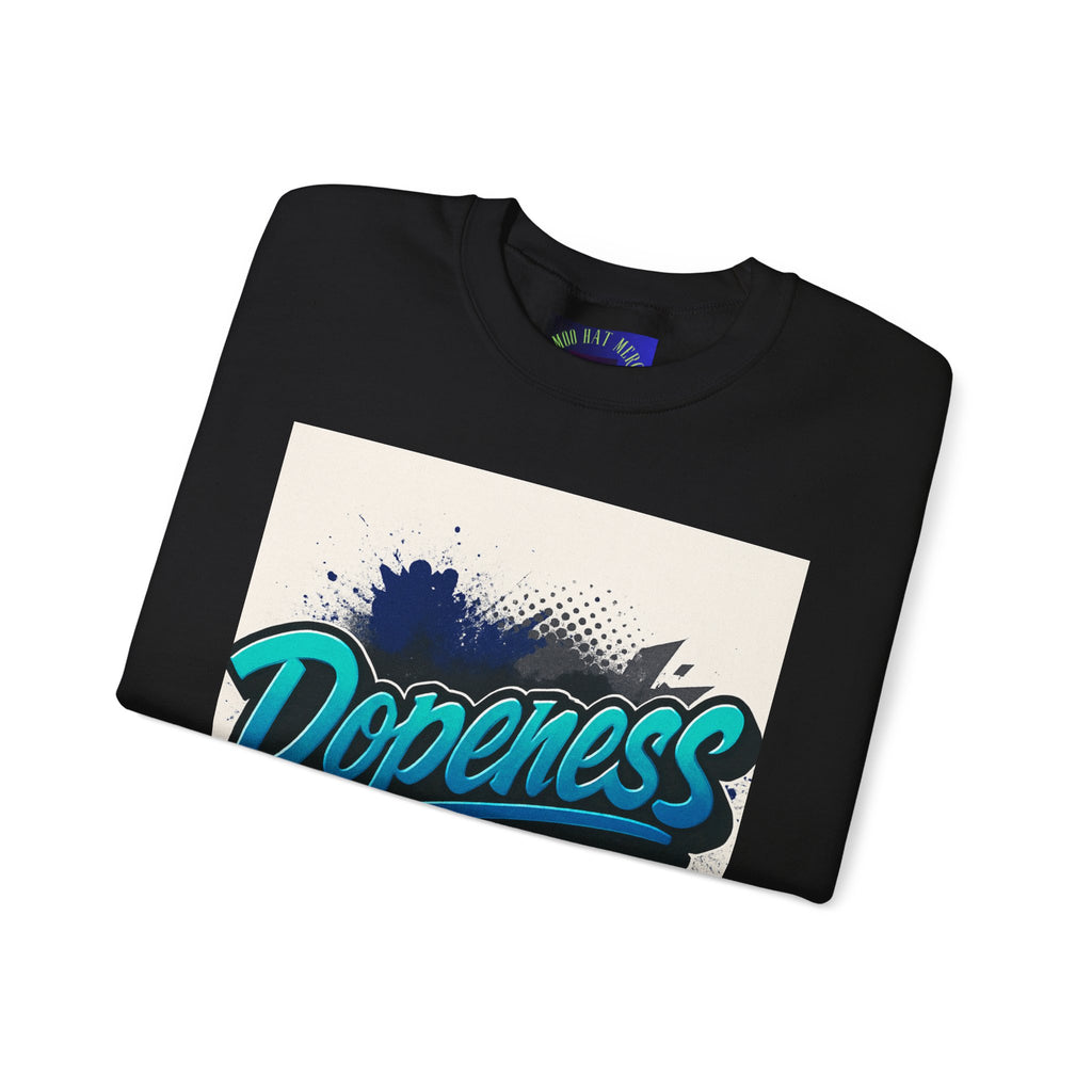 Dopeness Graphic Crewneck Sweatshirt — Retro Blue Streetwear Pullover