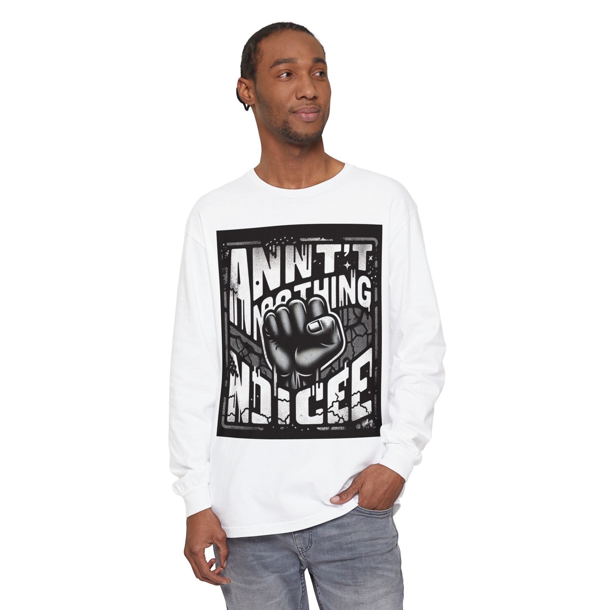 Bold Statement Long Sleeve T-Shirt – Casual Wear, Streetwear Style, Gift for Friends, Graphic Tee, Unisex Fashion