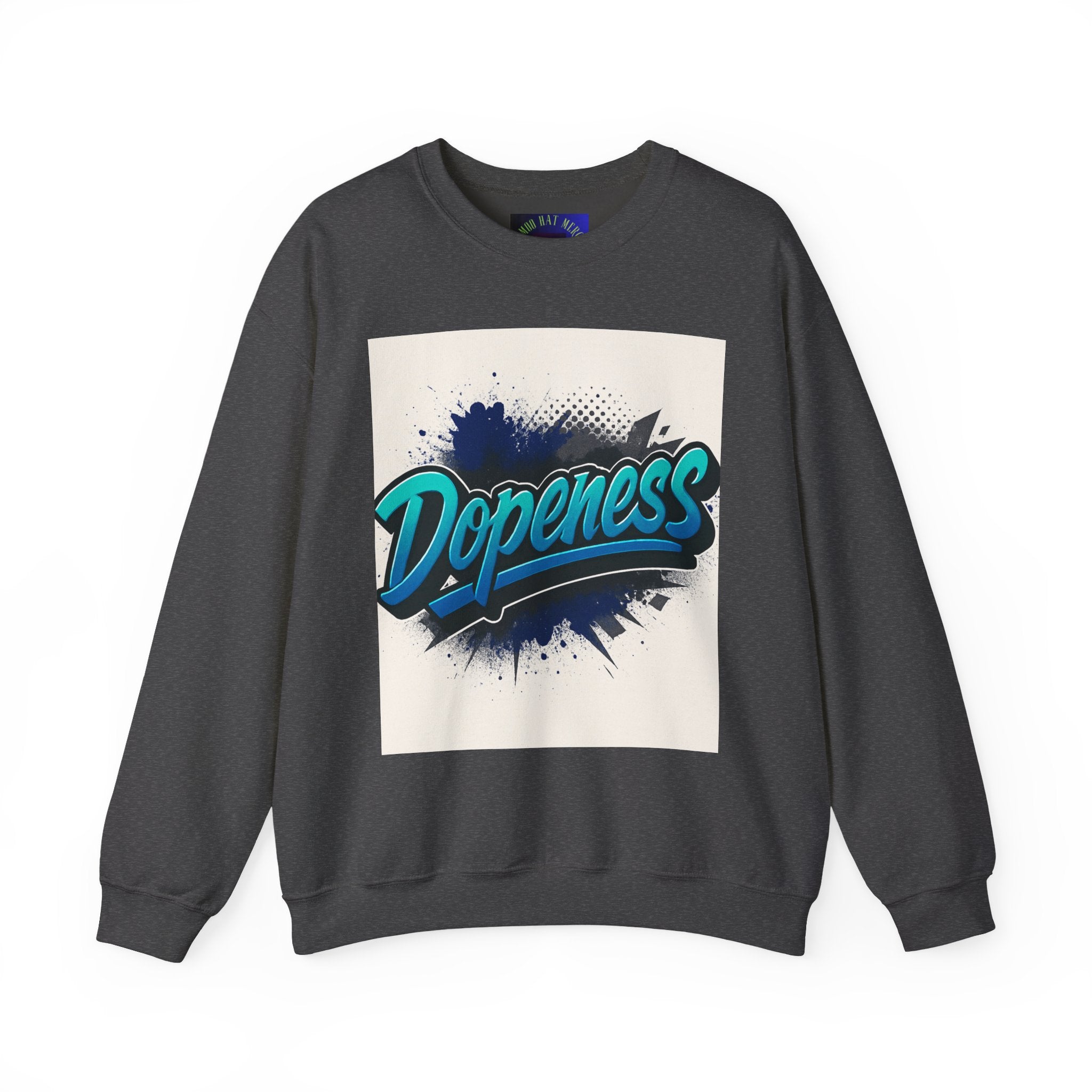 Dopeness Graphic Crewneck Sweatshirt — Retro Blue Streetwear Pullover