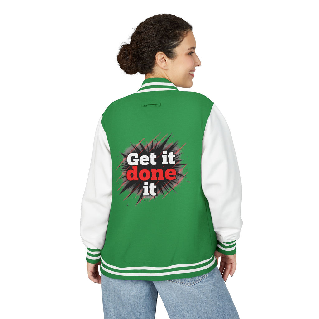 Get It Done Letterman Jacket — Motivational Varsity Bomber