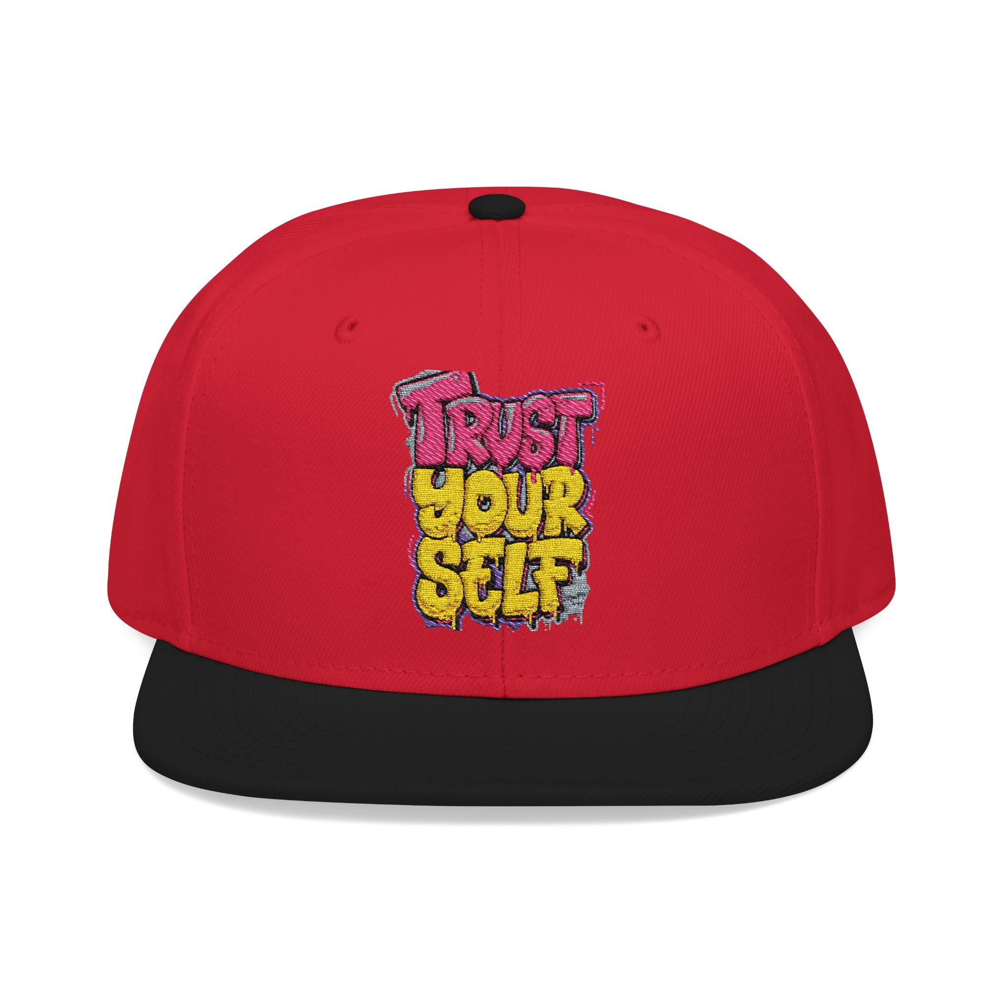Flat Bill Cap — Embroidered "Trust Your Gut" Street Style Snapback
