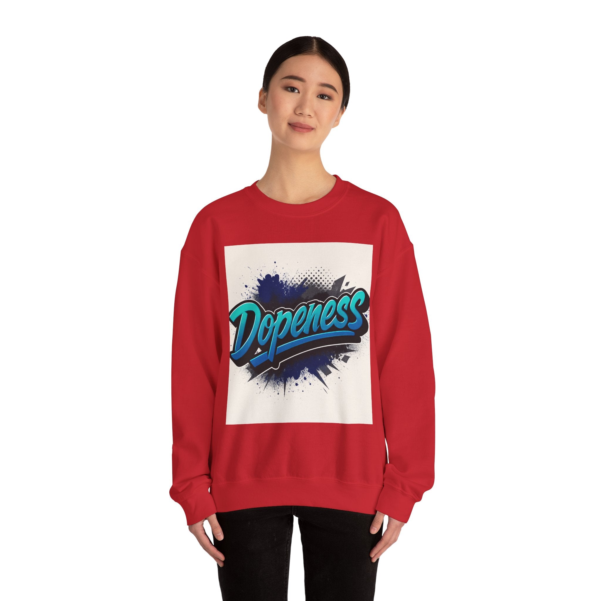 Dopeness Graphic Crewneck Sweatshirt — Retro Blue Streetwear Pullover
