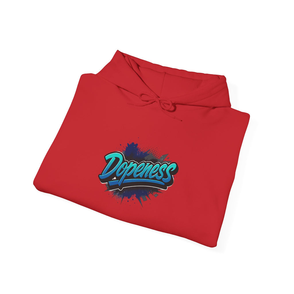 Dopeness Graffiti Hoodie — Retro Teal Streetwear Sweatshirt