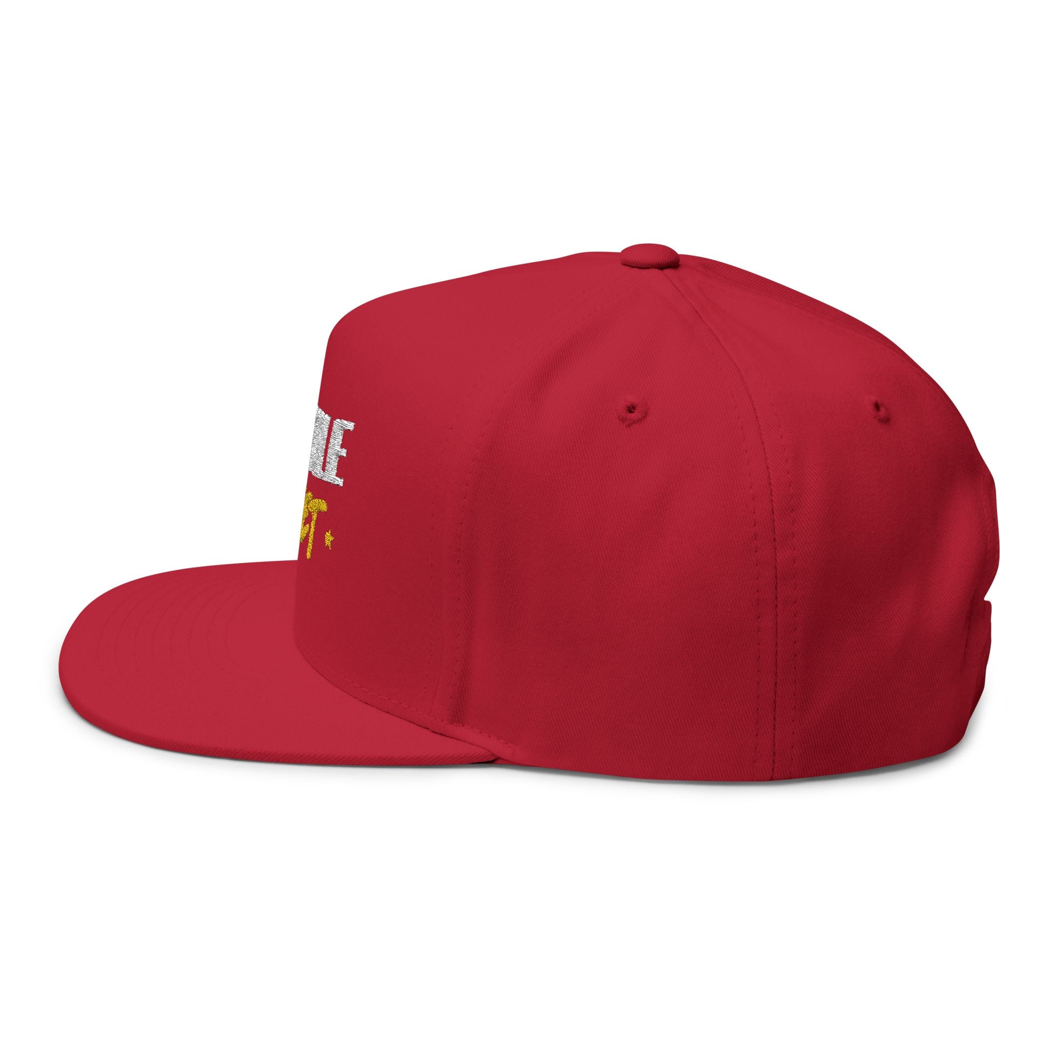 Flat Bill Cap — Embroidered "Hustle Quiet" Snapback Hat