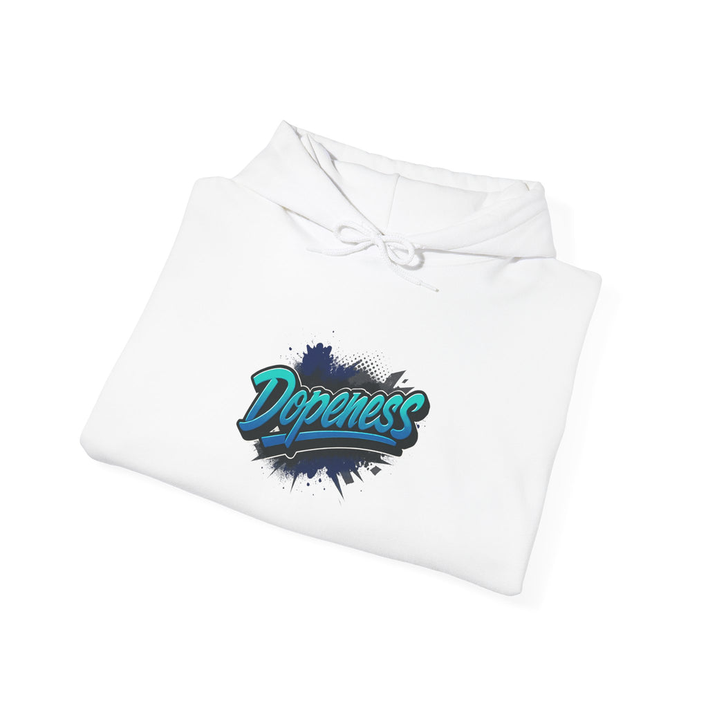 Dopeness Graffiti Hoodie — Retro Teal Streetwear Sweatshirt