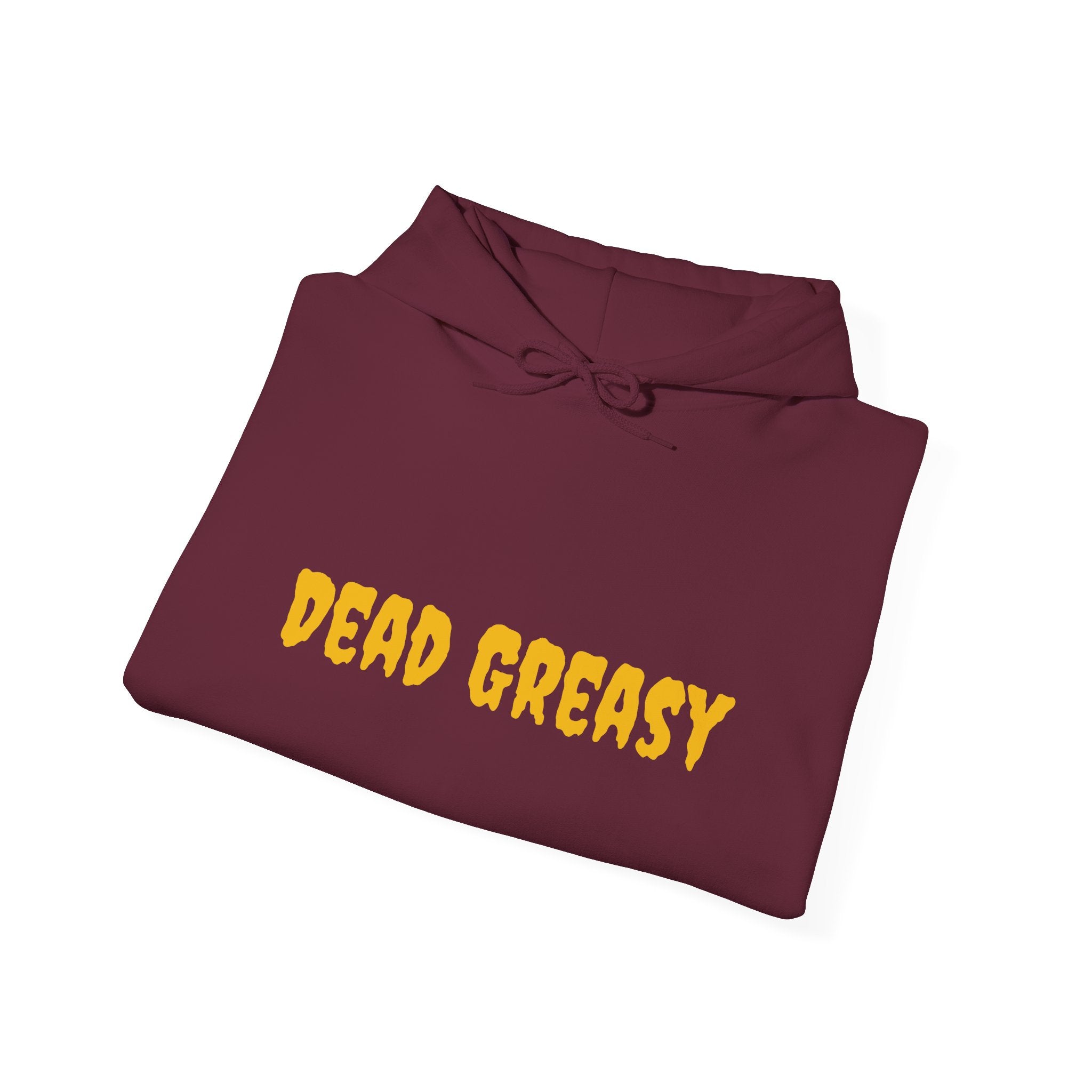 Dead Greasy Unisex Heavy Blend™ Hooded Sweatshirt, Casual Streetwear Hoodie, Trendy Gifts for Friends, Cozy Fall Attire, Graphic Sweatshirt