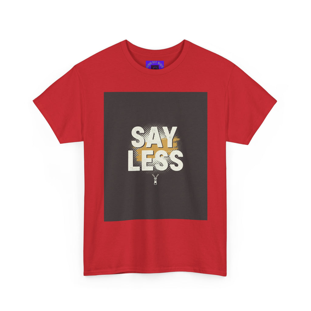 Say Less Graphic Ringer Tee — Mens Retro Minimalist Statement Shirt