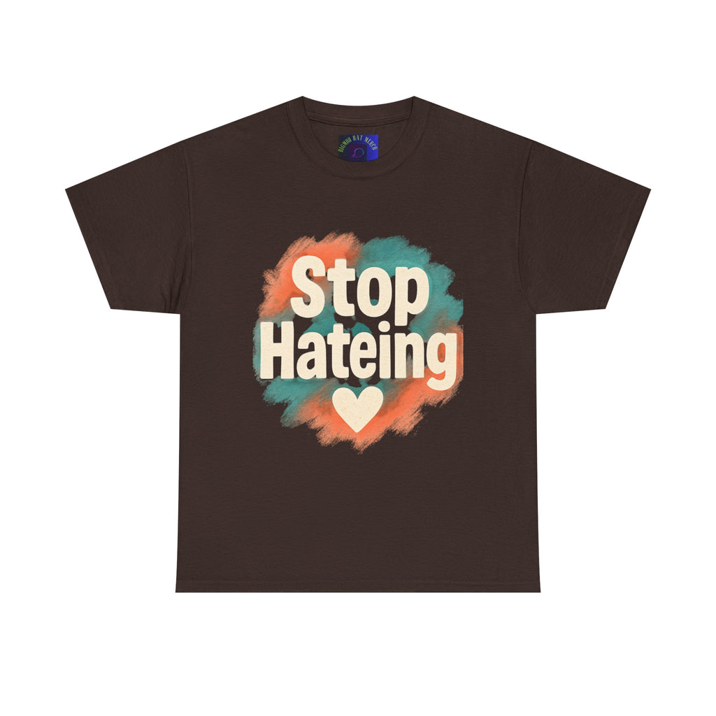 Unisex Heavy Cotton Tee: "Stop Hateing" Graphic Tee, Casual Wear, Gift for Activists, T-Shirt for Social Causes, Everyday Comfort
