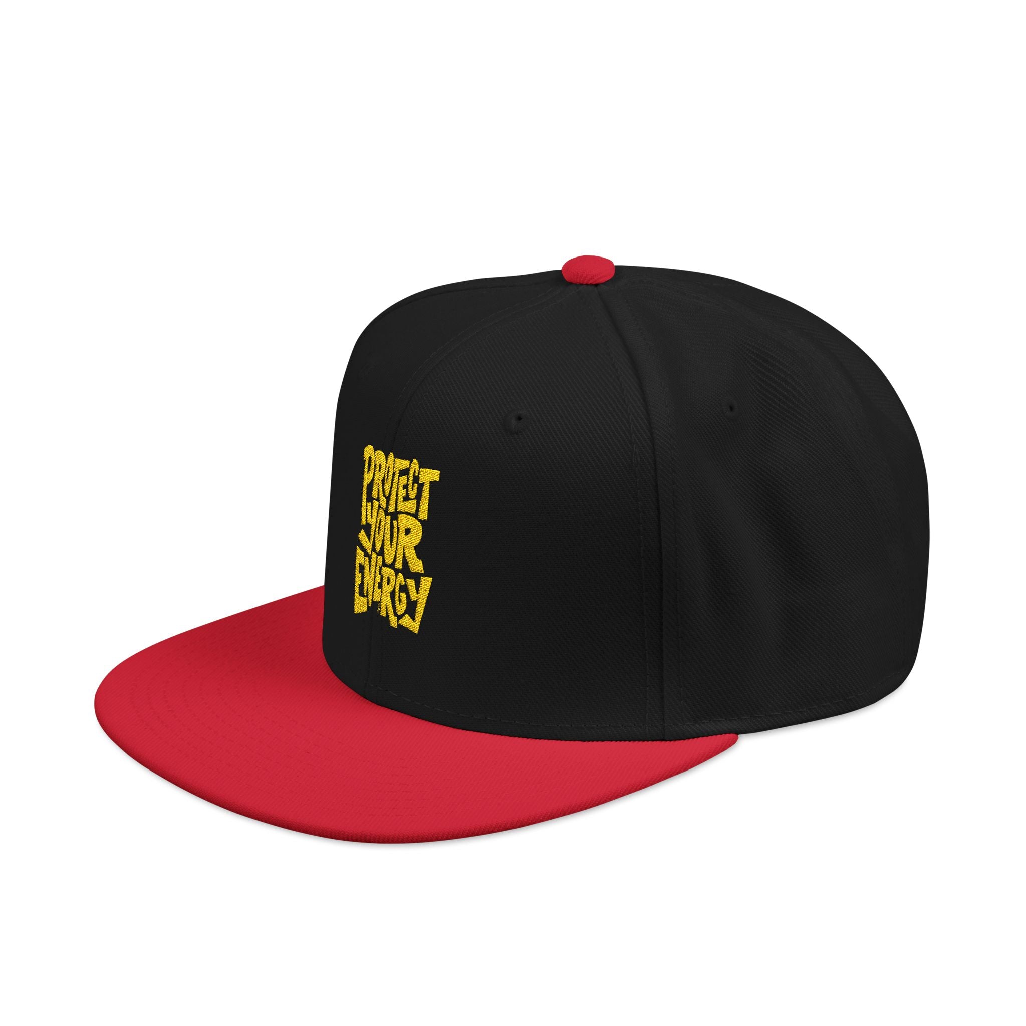 Snapback Hat — Yellow Box Script Embroidery