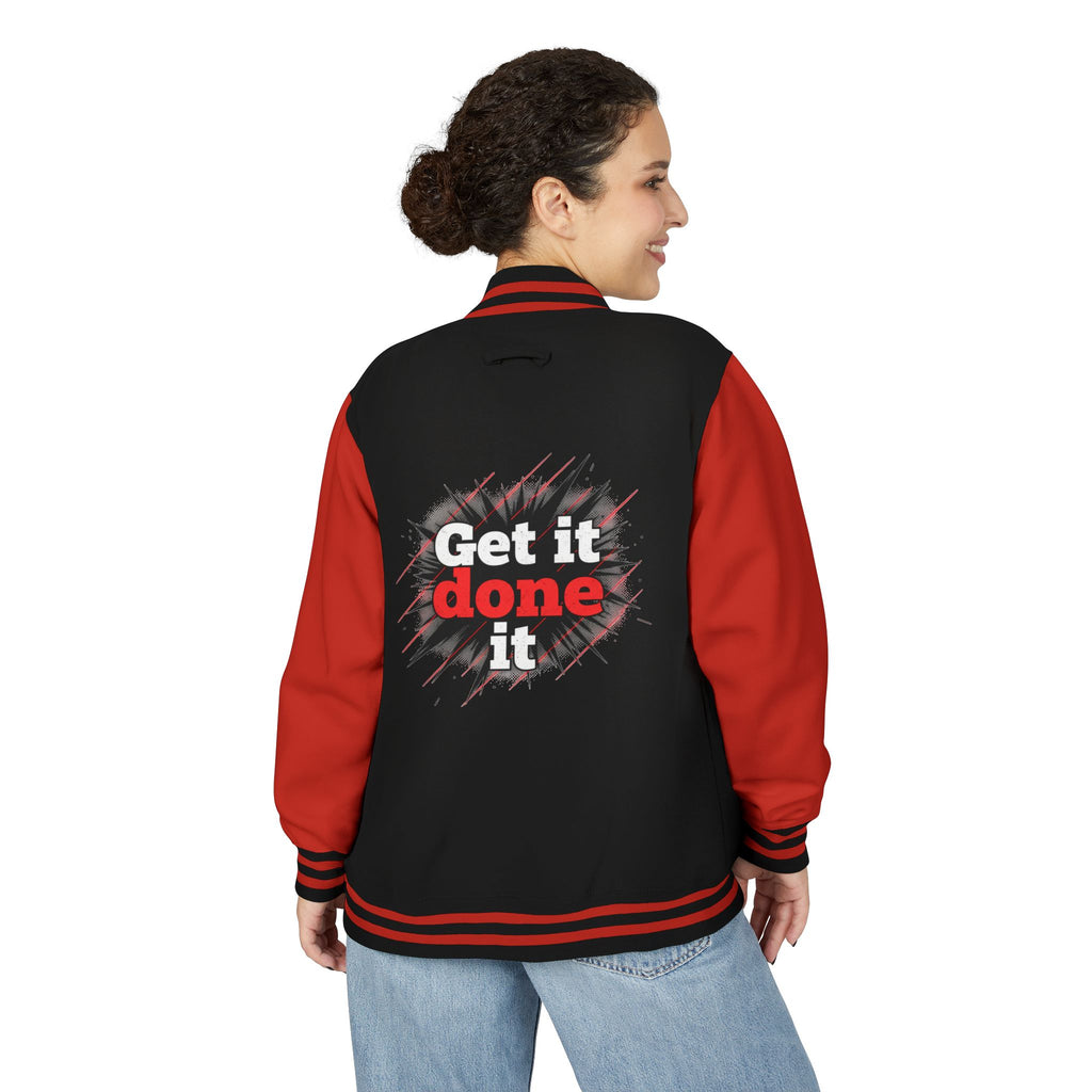 Get It Done Letterman Jacket — Motivational Varsity Bomber