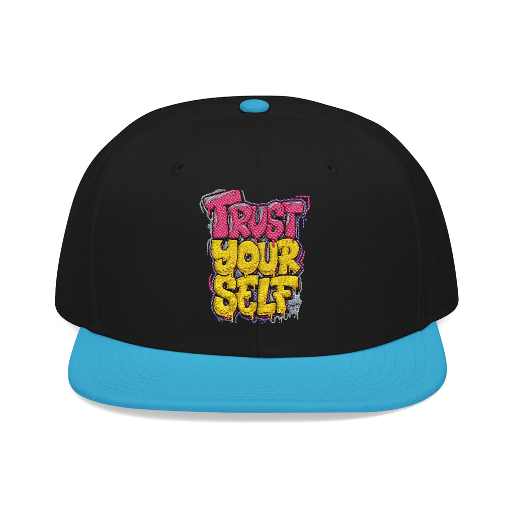 Flat Bill Cap — Embroidered "Trust Your Gut" Street Style Snapback