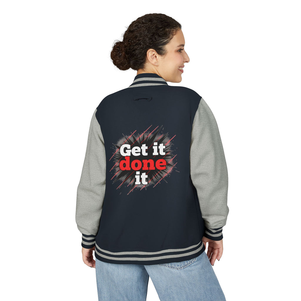 Get It Done Letterman Jacket — Motivational Varsity Bomber