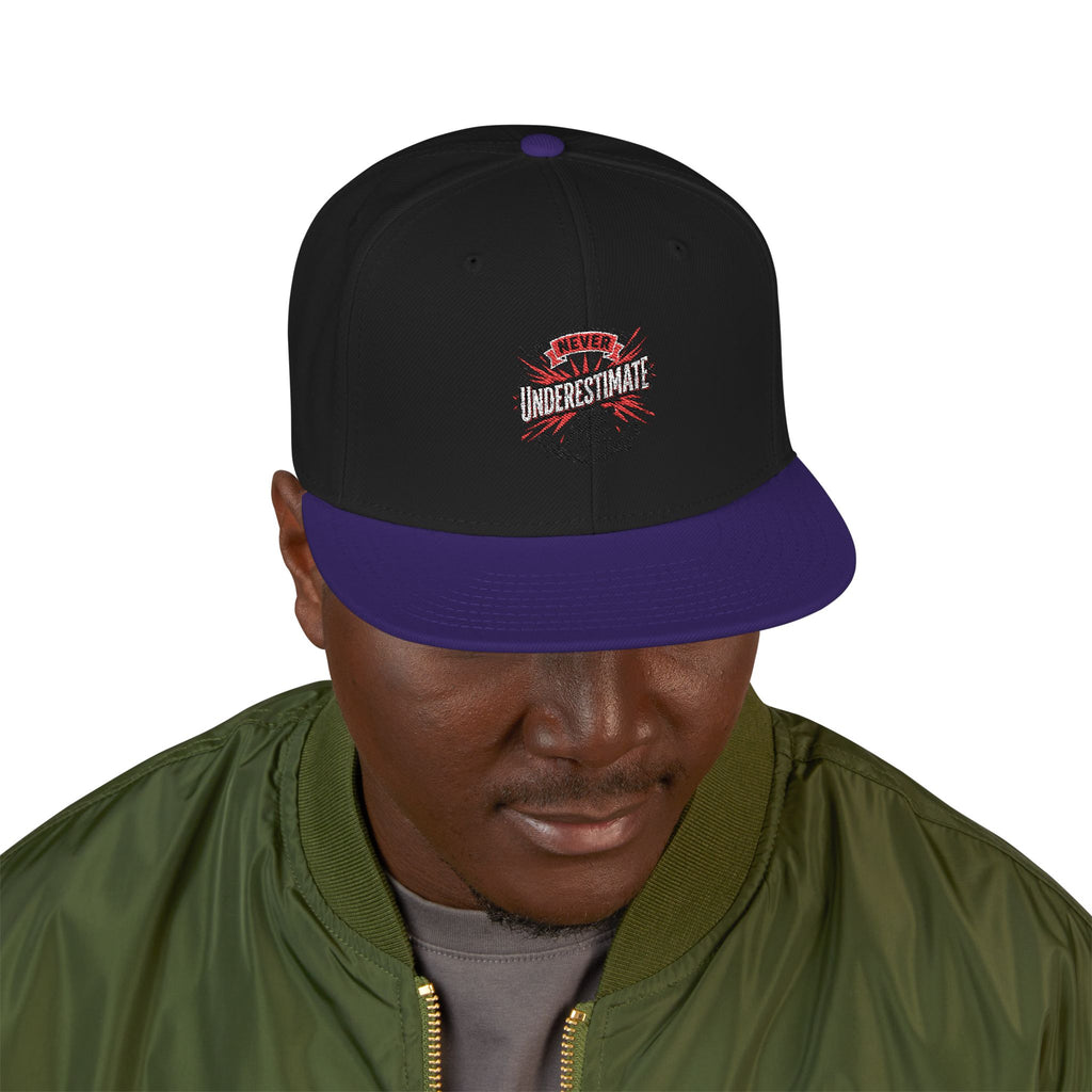 Embroidered Skull & Roses Snapback Hat