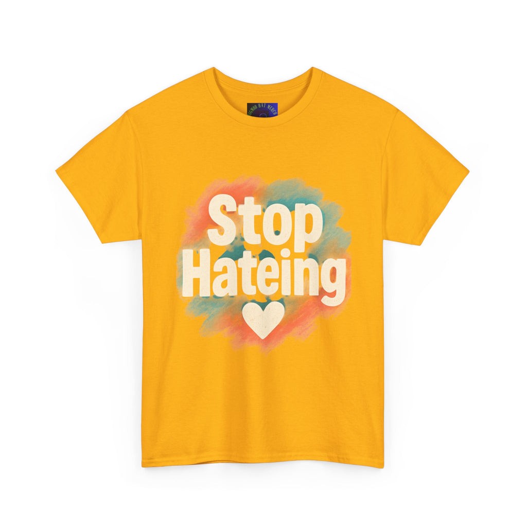 Unisex Heavy Cotton Tee: "Stop Hateing" Graphic Tee, Casual Wear, Gift for Activists, T-Shirt for Social Causes, Everyday Comfort