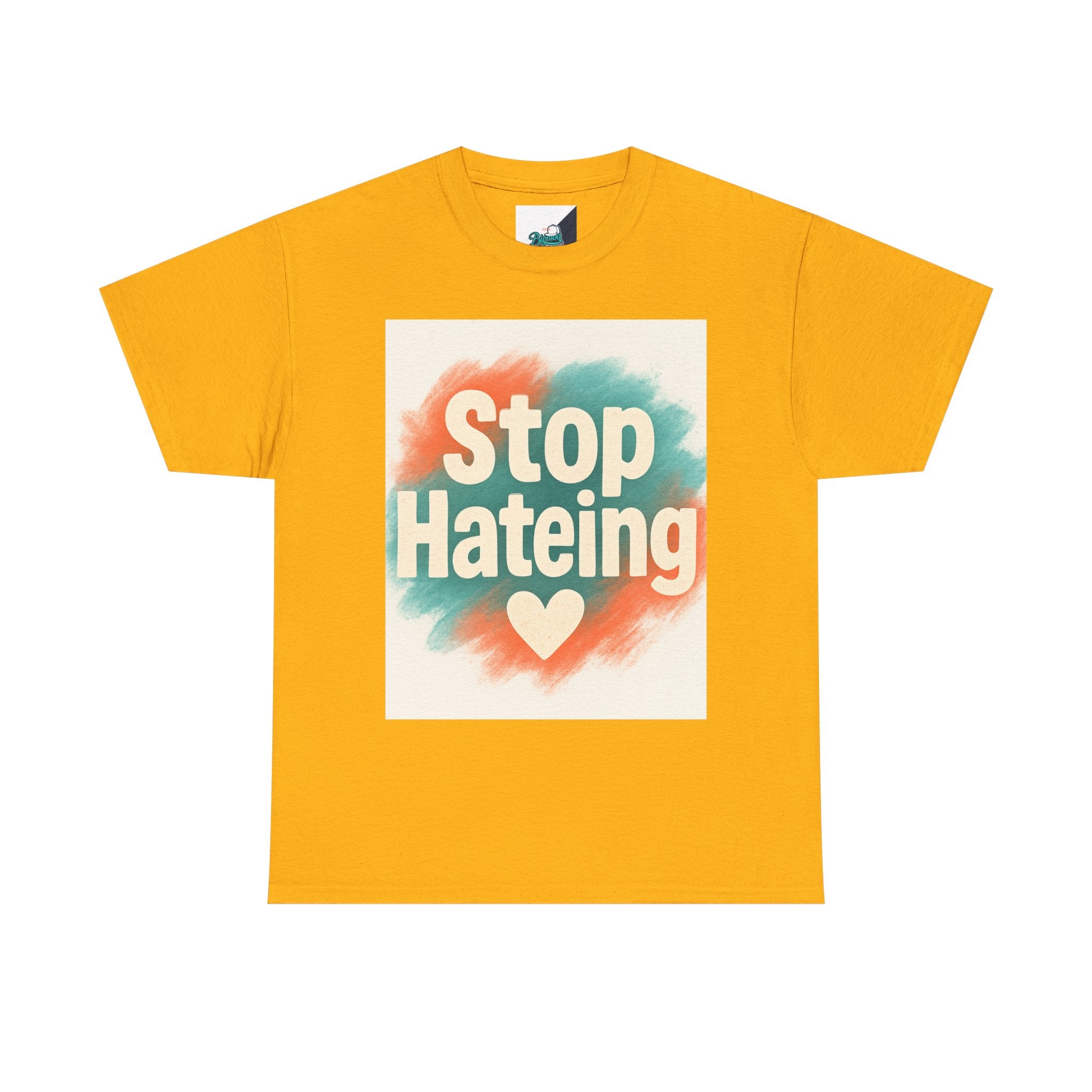 Unisex Heavy Cotton Tee: "Stop Hateing" Graphic Tee, Casual Wear, Gift for Activists, T-Shirt for Social Causes, Everyday Comfort