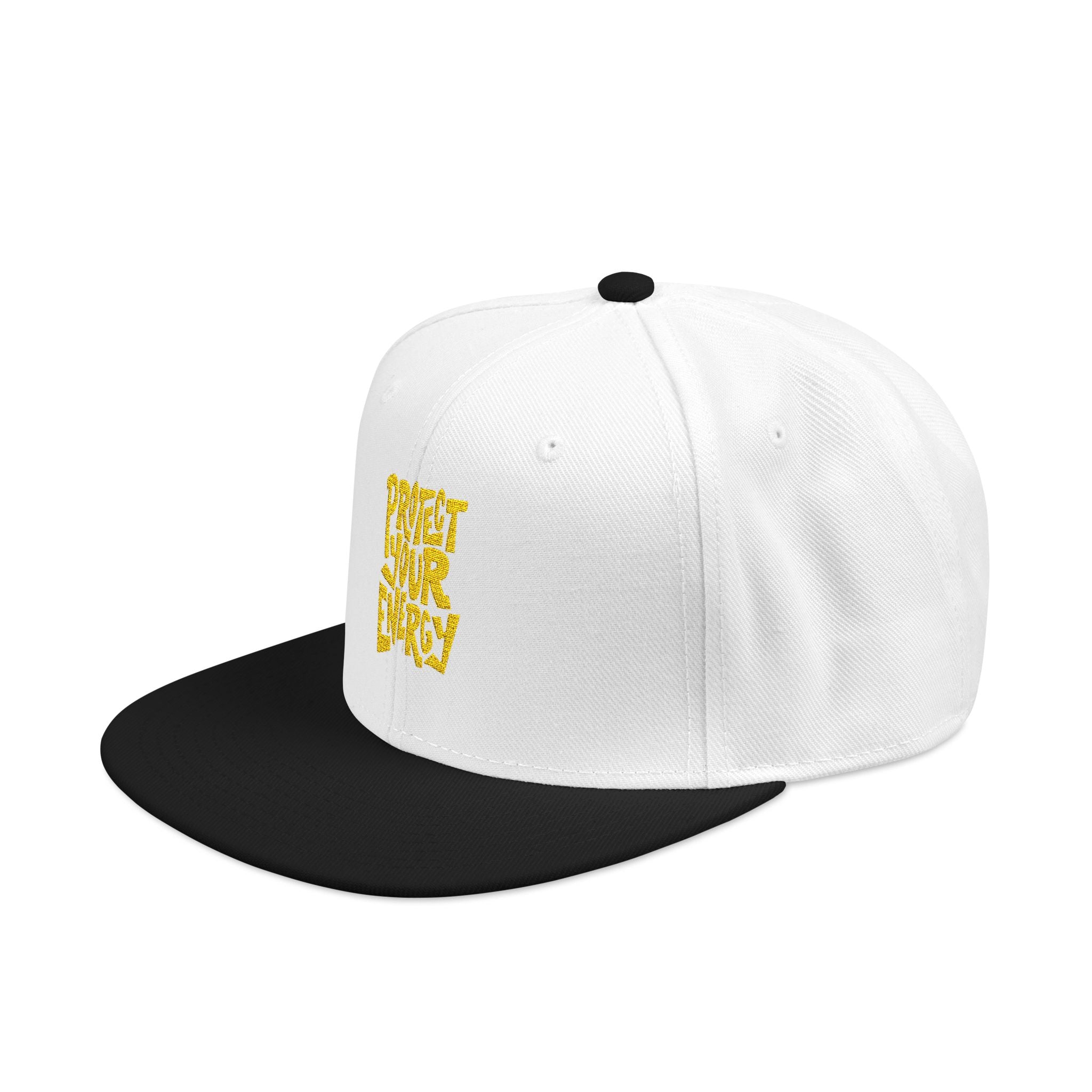 Snapback Hat — Yellow Box Script Embroidery